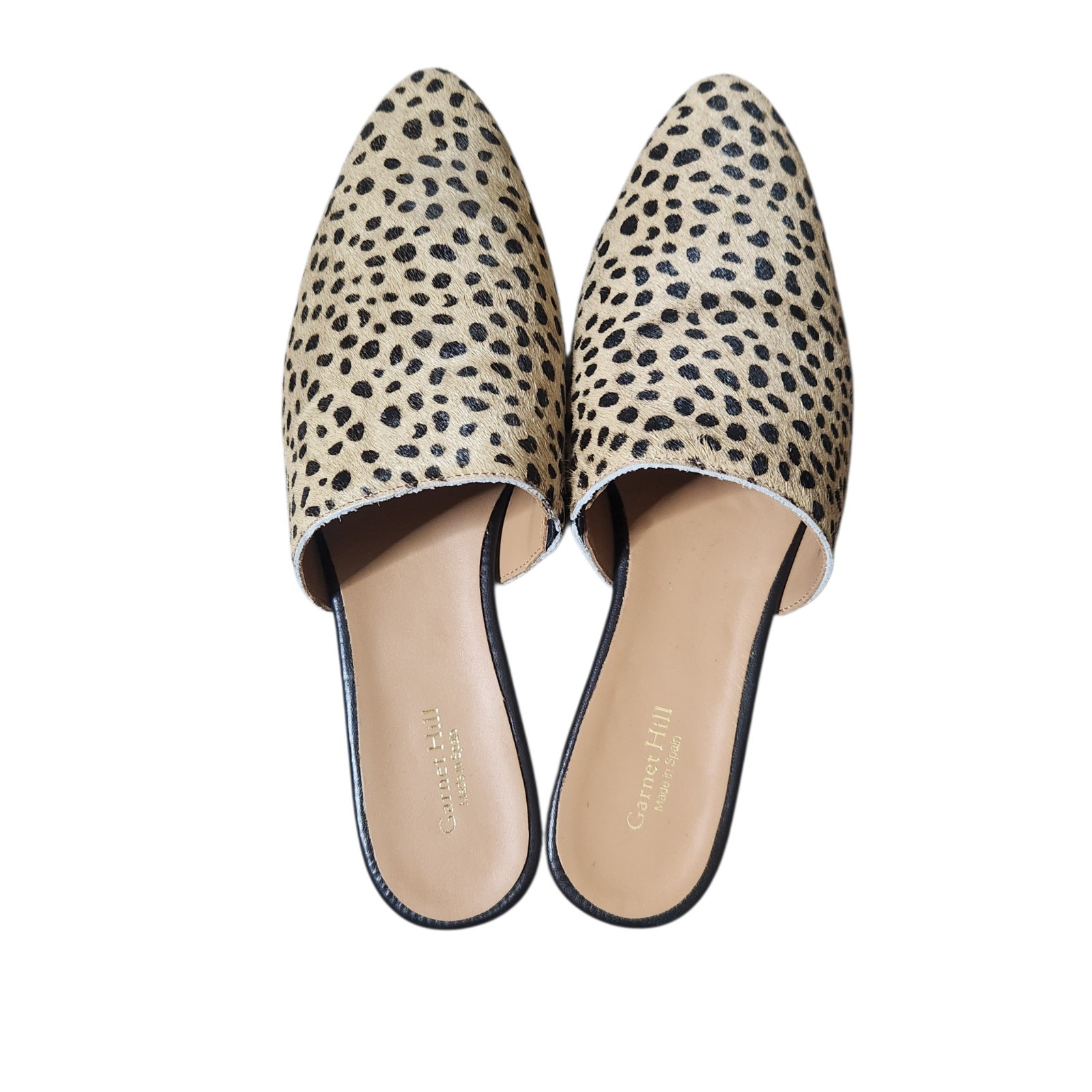 NEW Garnet Hill Essential Iris Leopard Pony Hair Mules Shoes EU 38 US 7.5 – 8
