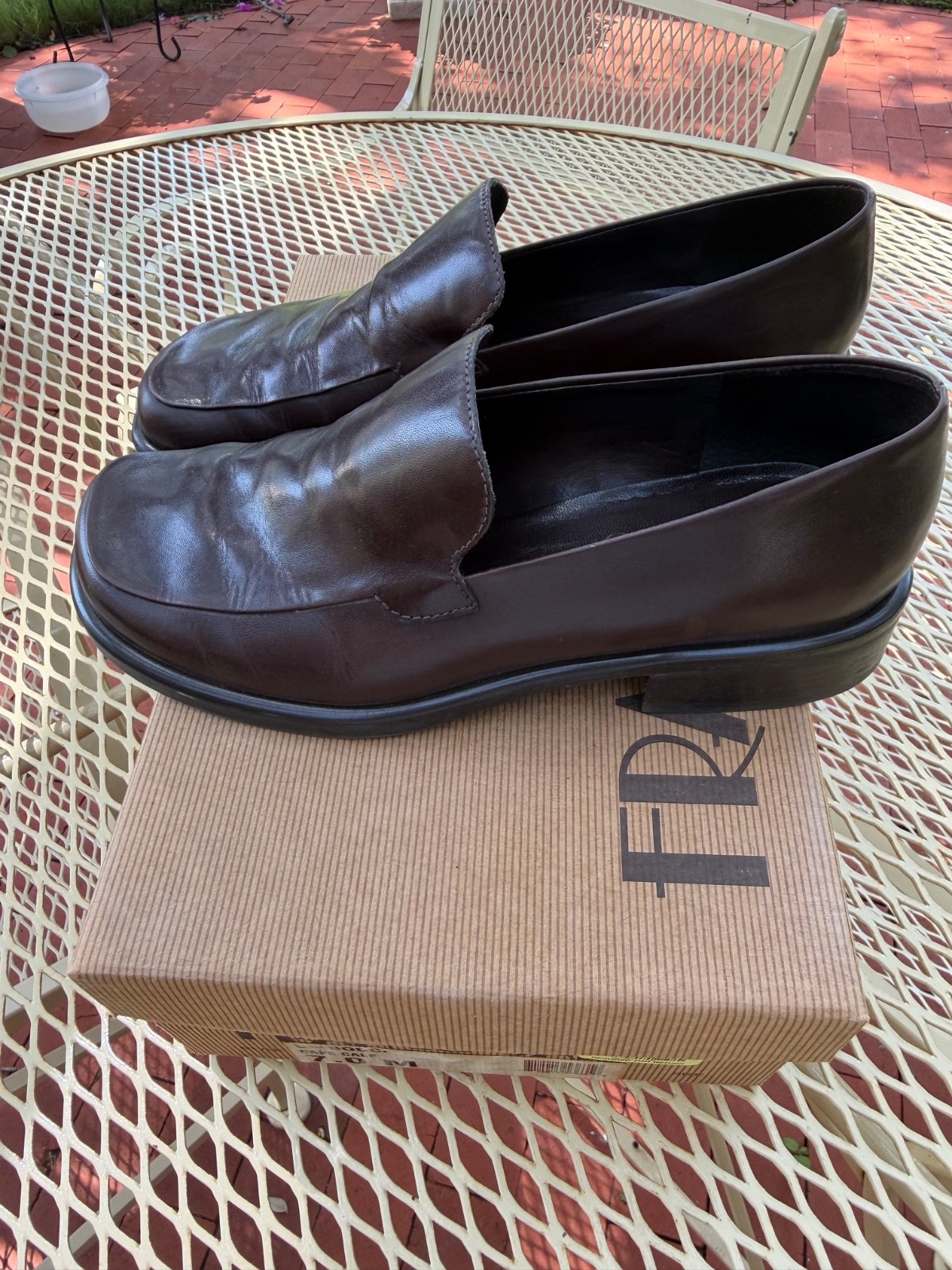 VINTAGE franco leather cafe-color slip-on shoes women 7