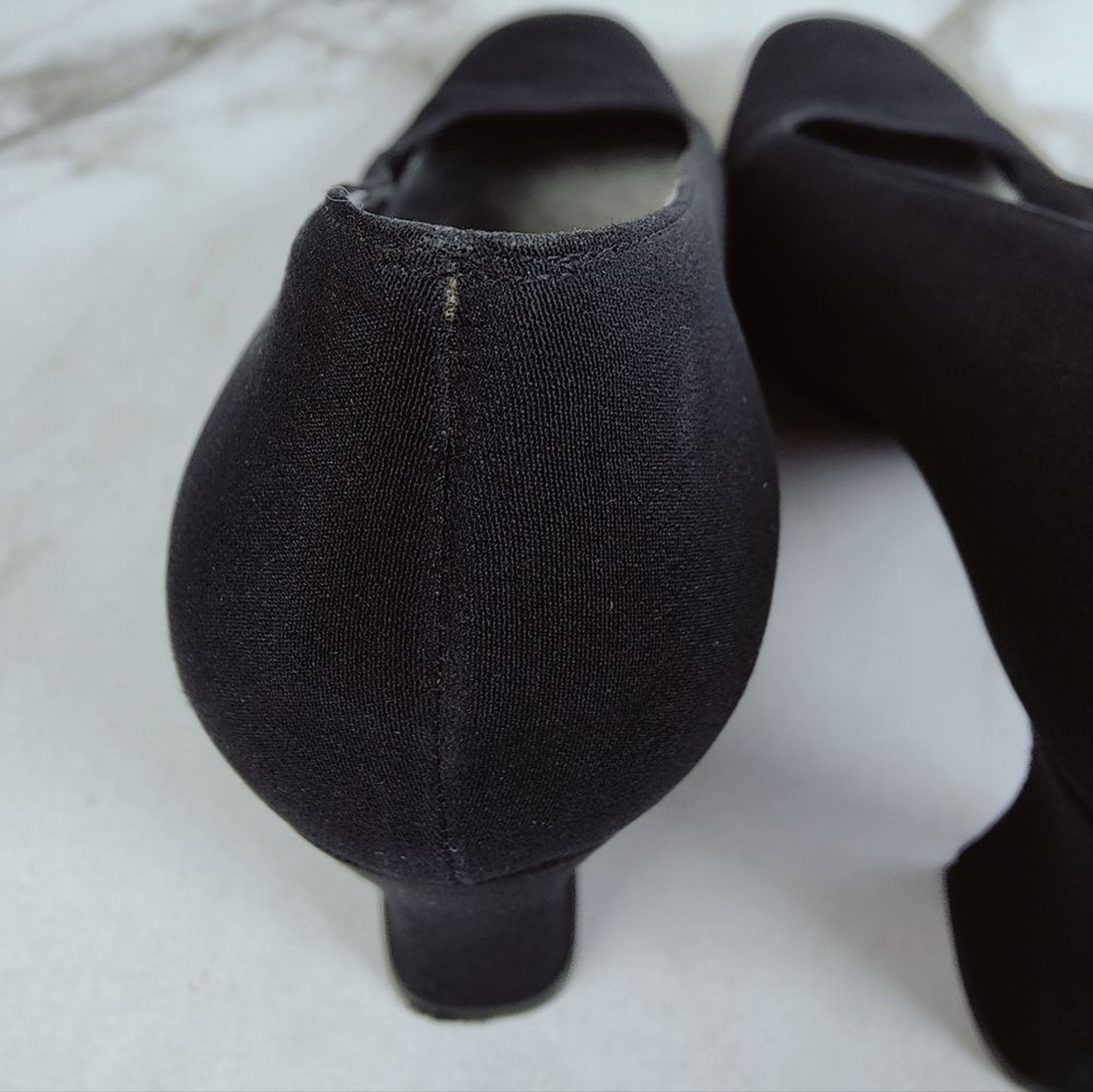 VTG Stuart Weitzman Black Fabric Covered Round Toe Pumps, Sz 10