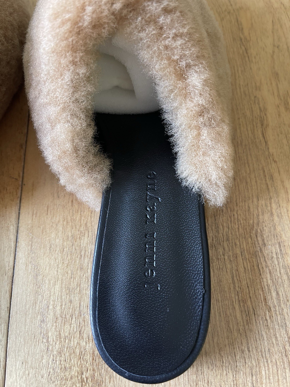 Jenni Kayne Shearling Mules Natural Size 37 NEW Cozy Slip On Flats Real Leather