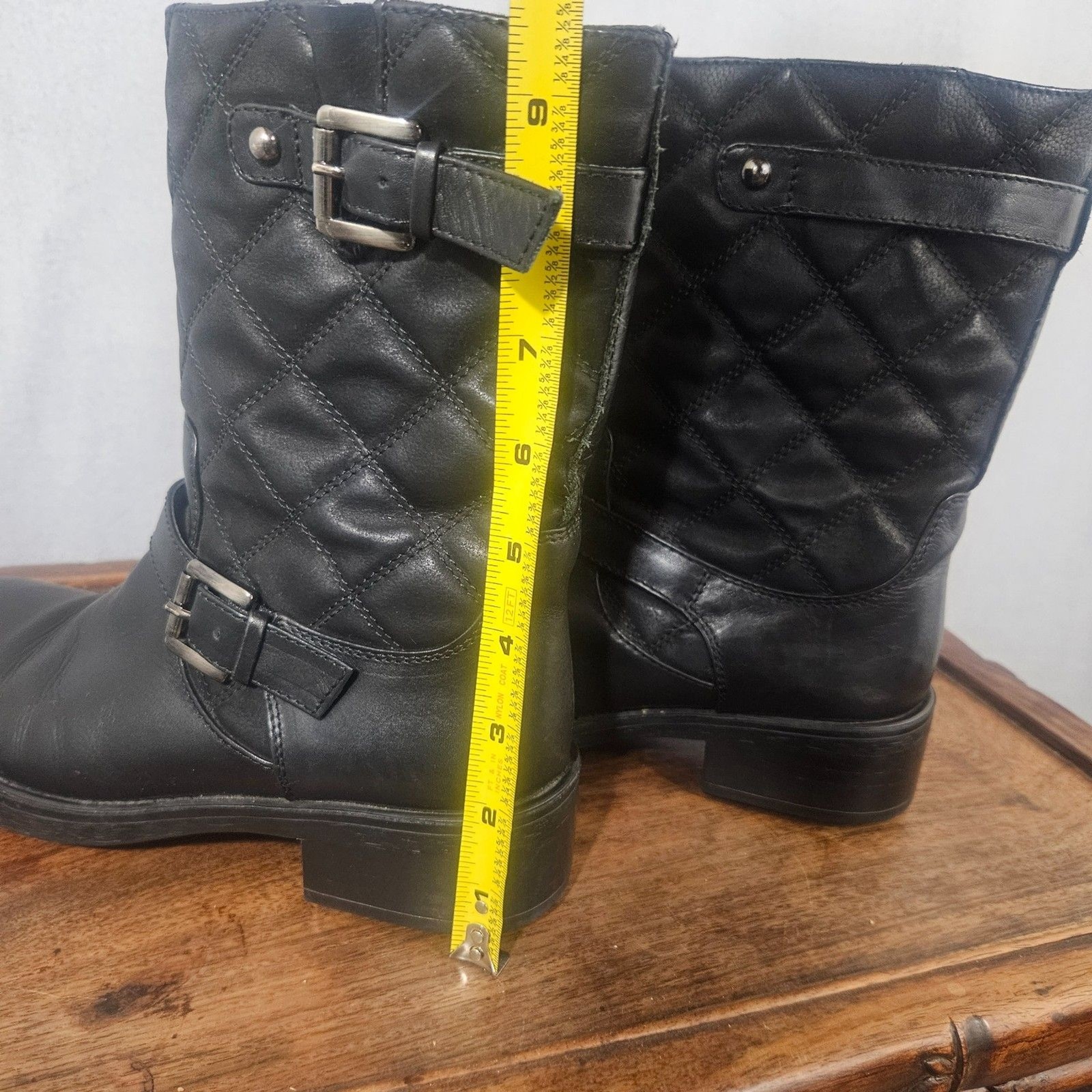 AQUATALIA Sweetie Quilted Leather Moto Boots Italy SZ 8 Black Punk Grunge Polish