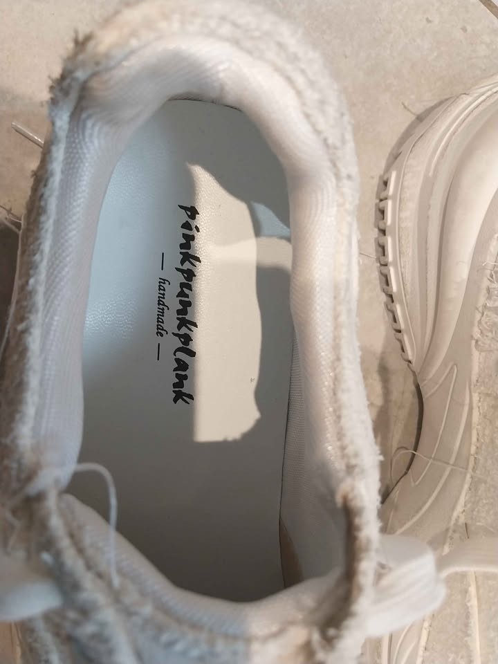 PINK PUNK PLANK white handmade womens’ sneakers size 9 (US) 42 (EU)- nearly new