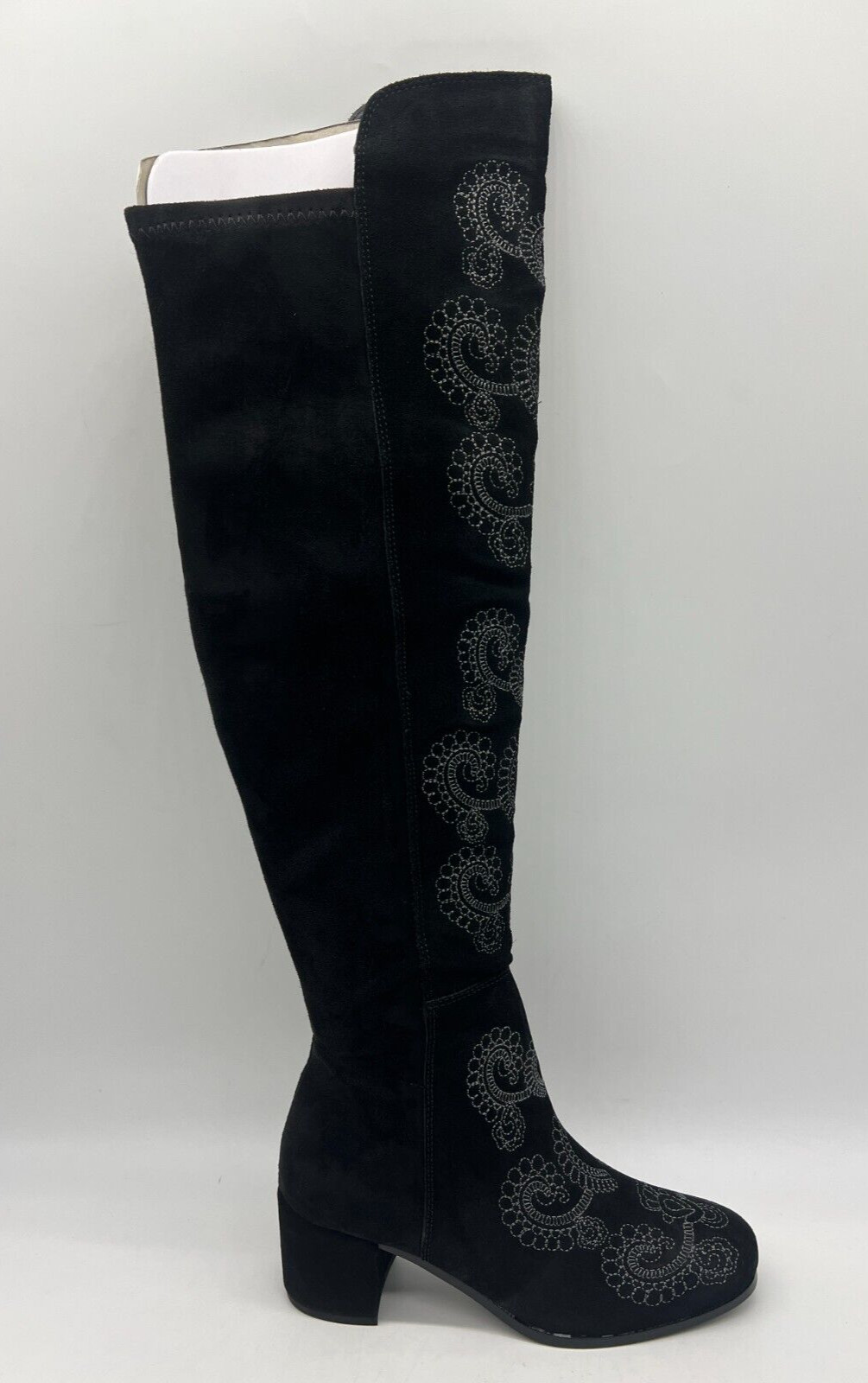 Sbicca Chenoa Black Over The Knee Boots Size 7.5 Embroidery Textile & Leather