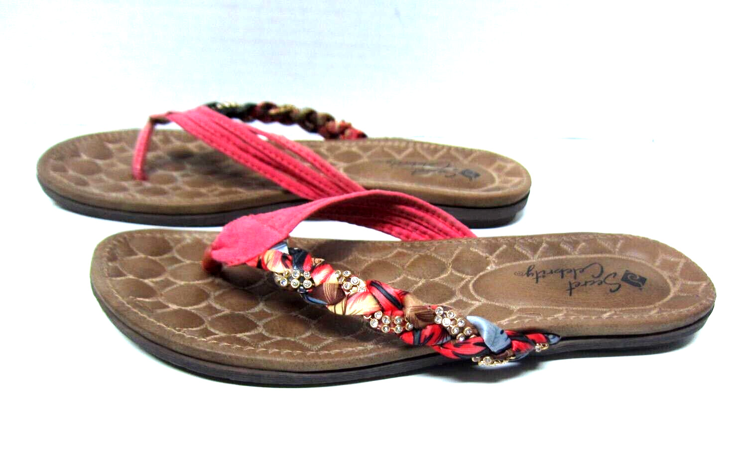 Secret Celebrity Womens Strappy Embellished Sandals Comfort Size 9 Rhinestones