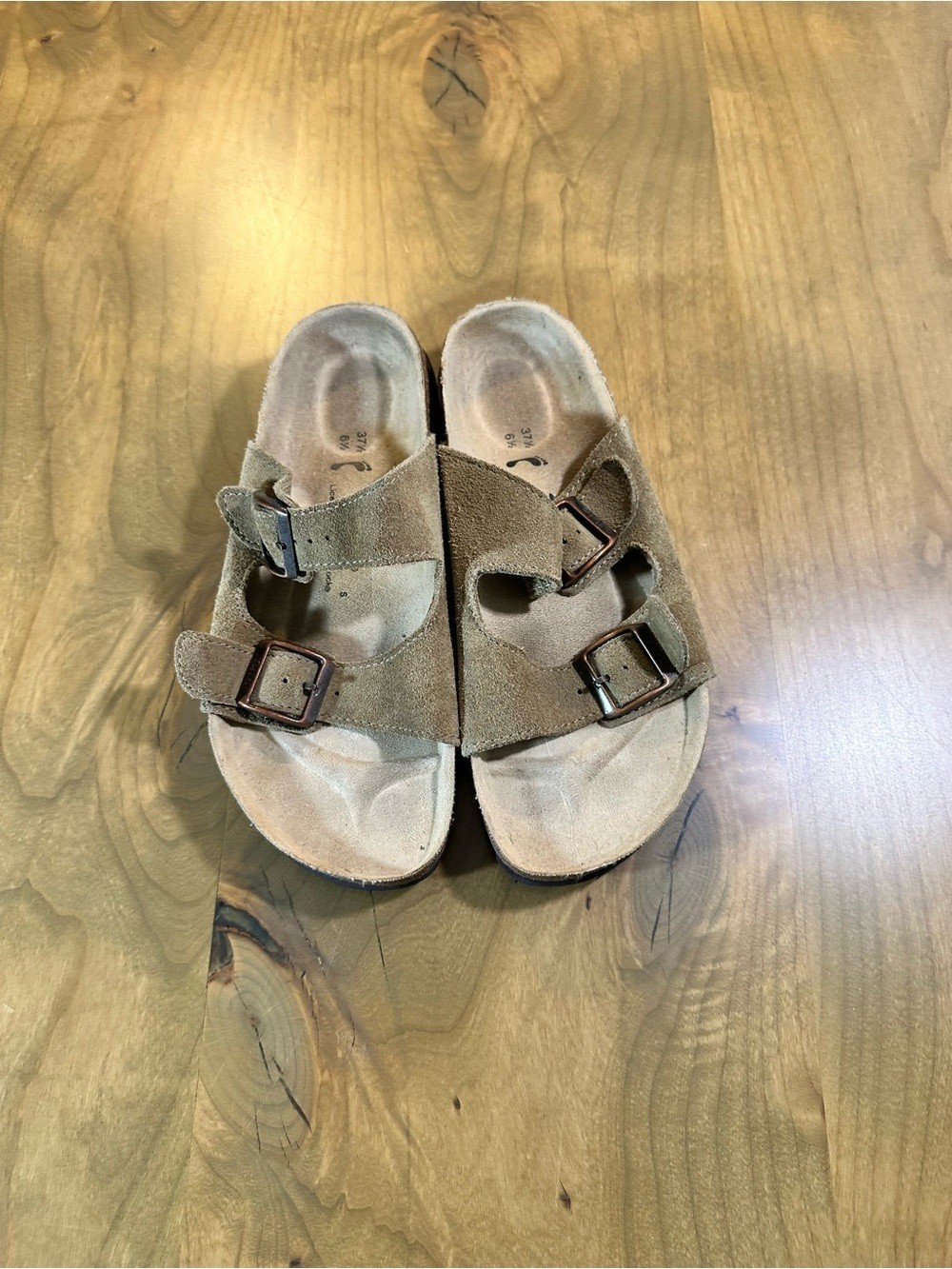 Tula by Birkenstock Taupe Suede Double Strap Sandals Size 6.5 ( 37.5)