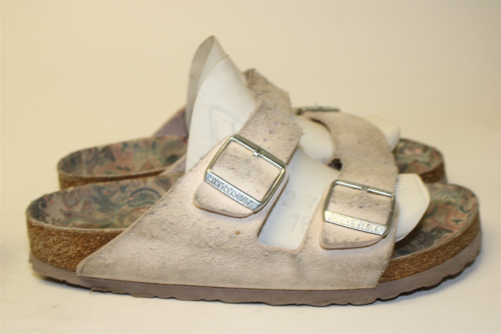 Birkenstock Women Size 9 N 40 Mens 7 Arizona Slide Ecru Vegan Germany Made Shoes