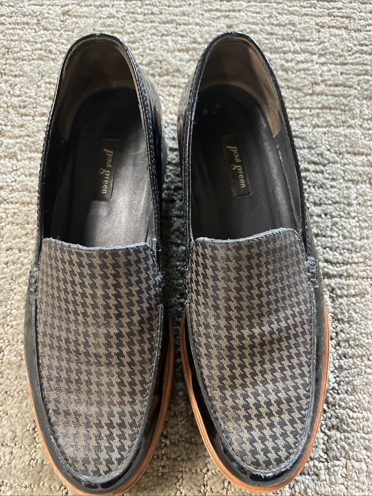 Paul Green Patent Leather Loafers Chunky Heel Women’s Black Brown 6.5
