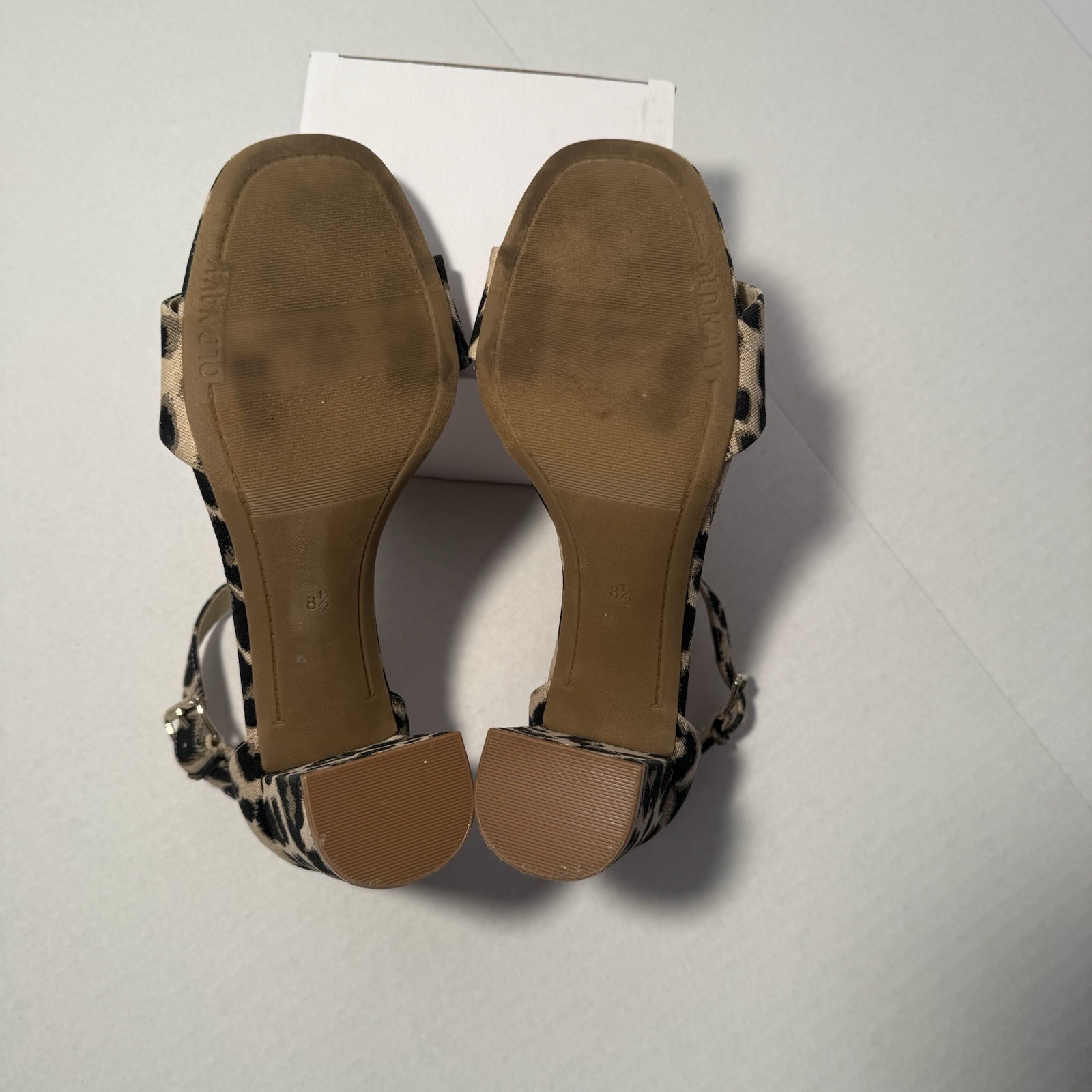 Women’s Sz 8.5 Leopard Block Heel Strappy Sandals party cocktail