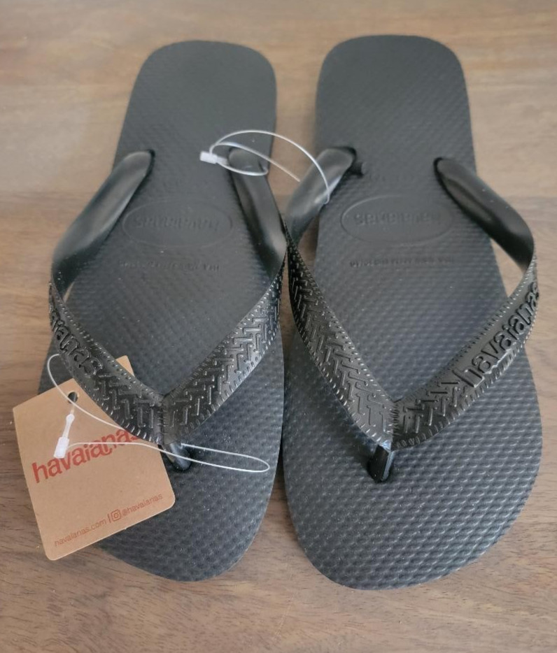 HAVAIANAS WOMEN’S BLACK TOP CORE FLIP FLOPS SANDALS SIZE 7 / 8 NEW