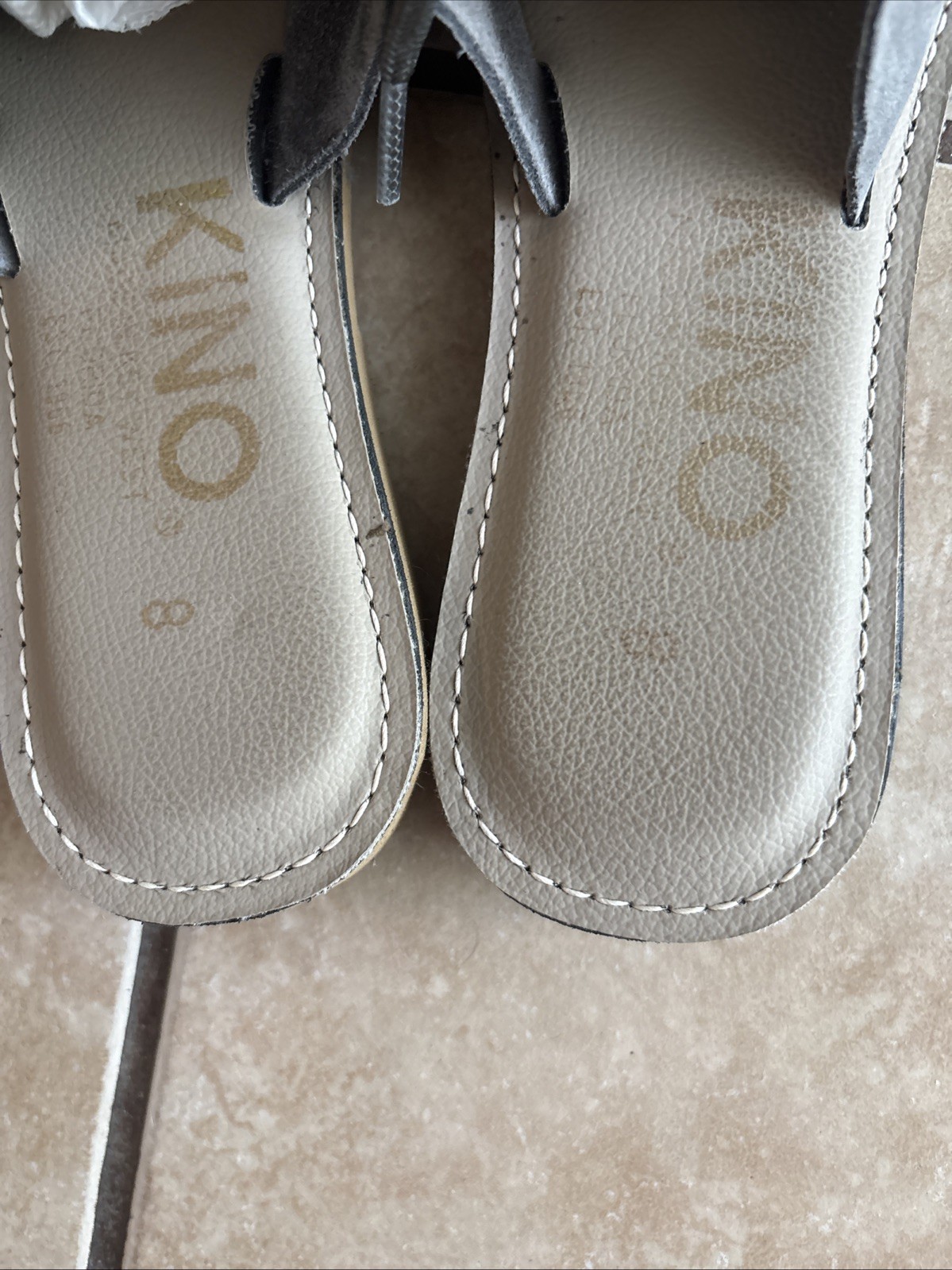 Kino Chancletta Handmade In Key West Womens Suede LaceUp Slide Sandals Grey Sz 8