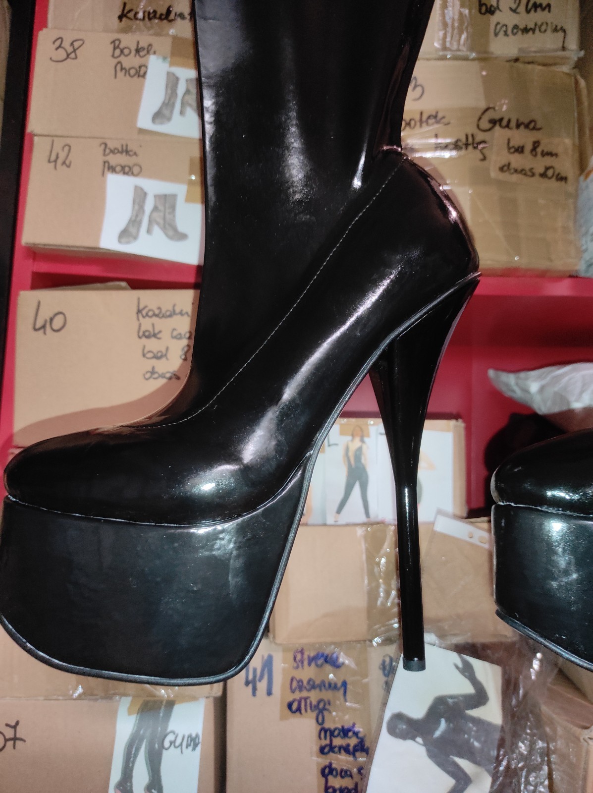 Unisex rubber boots over the knee many colours heel 20 cm platform 8 cm Poland