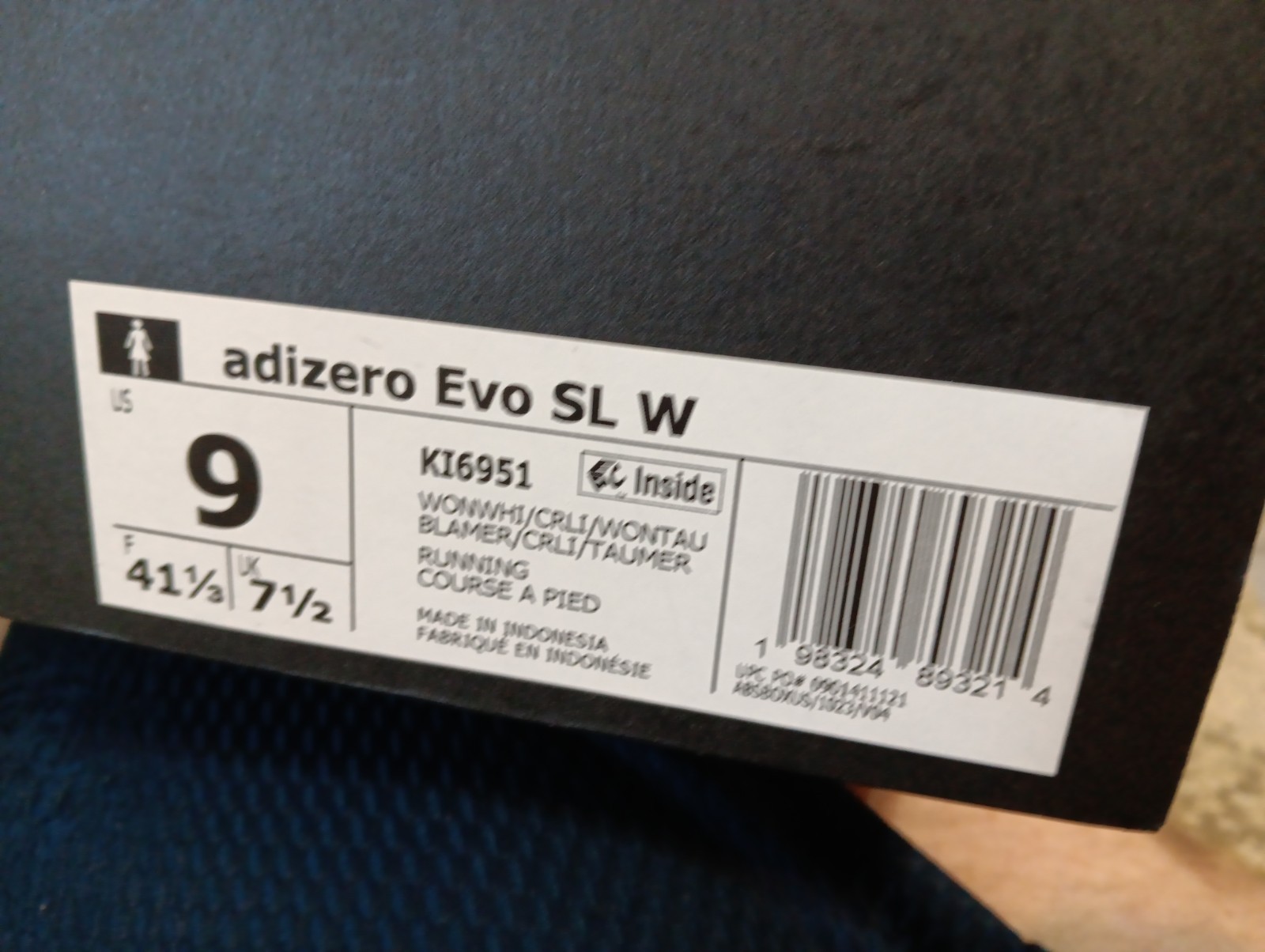 WOMEN’S ADIDAS ADIZERO EVO SL W RUNNING SHOES SIZE 9 NIB WONDER WHITE KI6951