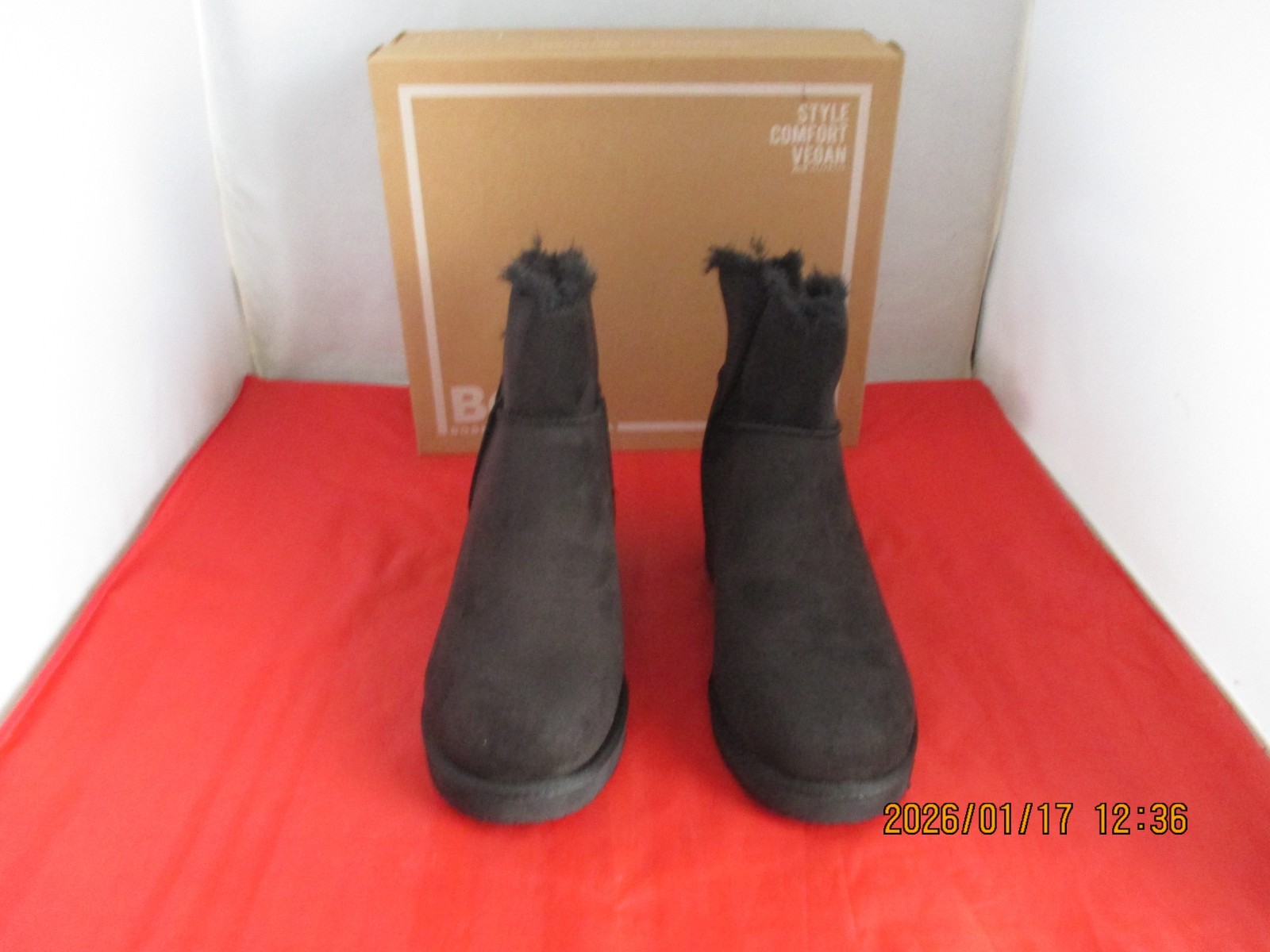 BC Undecided Vegan Suede Wedge Ankle Booties $109 – US Size 8 1/2 – Black – 1425