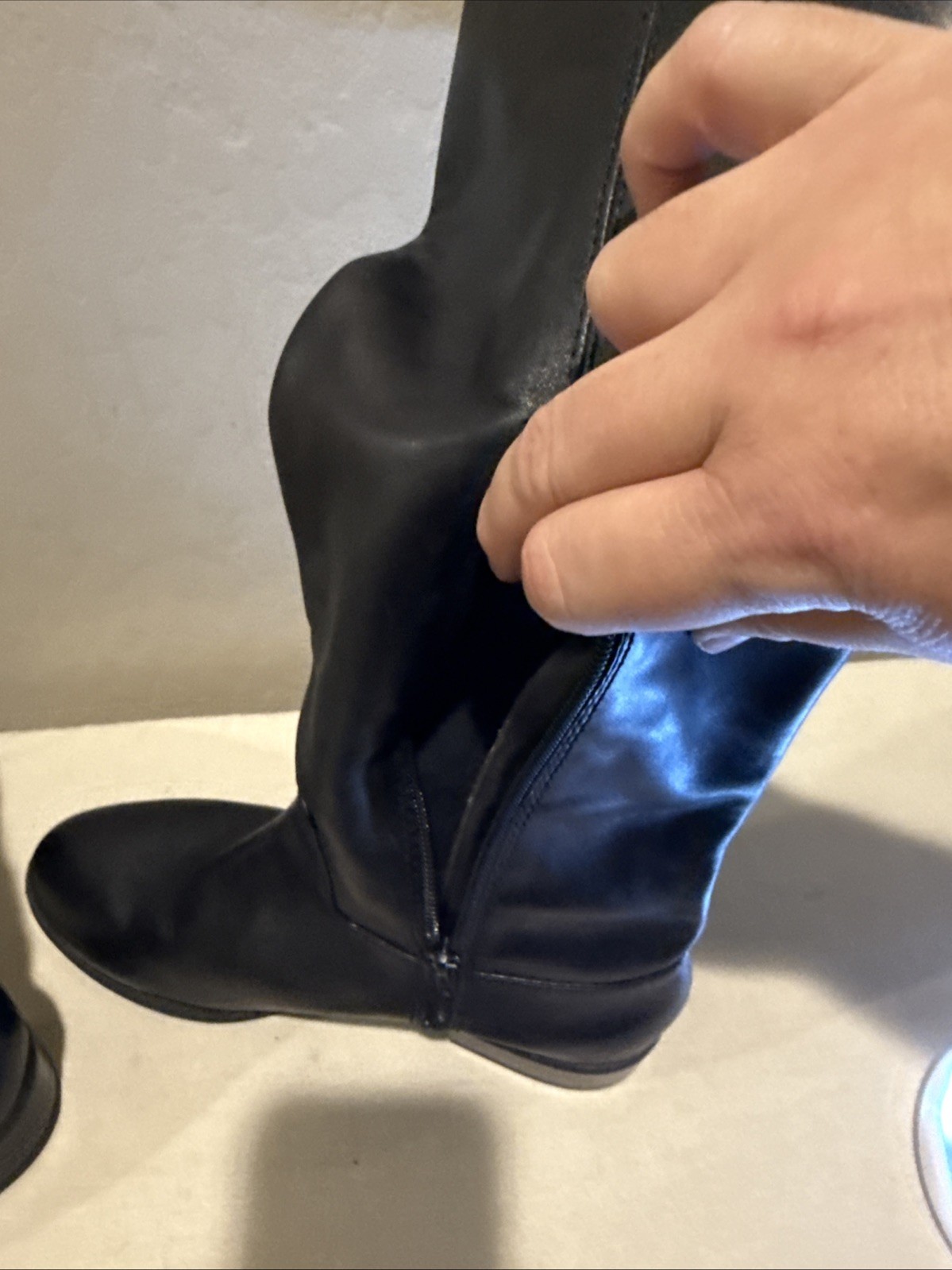INC International Concepts Black Fawne Leather Boots Shoe Size 8.5M – New No Box
