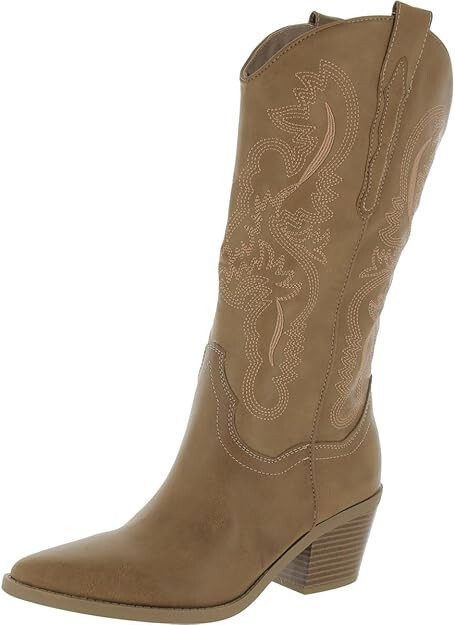 SUN STONE Womens Bernarrd Pull On Cowboy, Western Boots | Tan | 5 Medium (B,M)