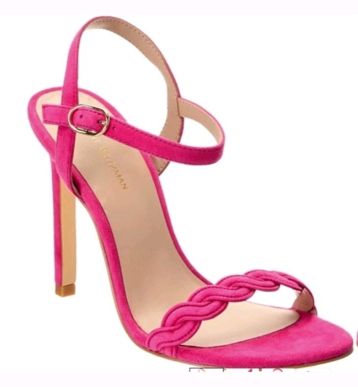Stuart Weitzman Dancer Twistie 100 Pink Suede Sandals Size 8,5