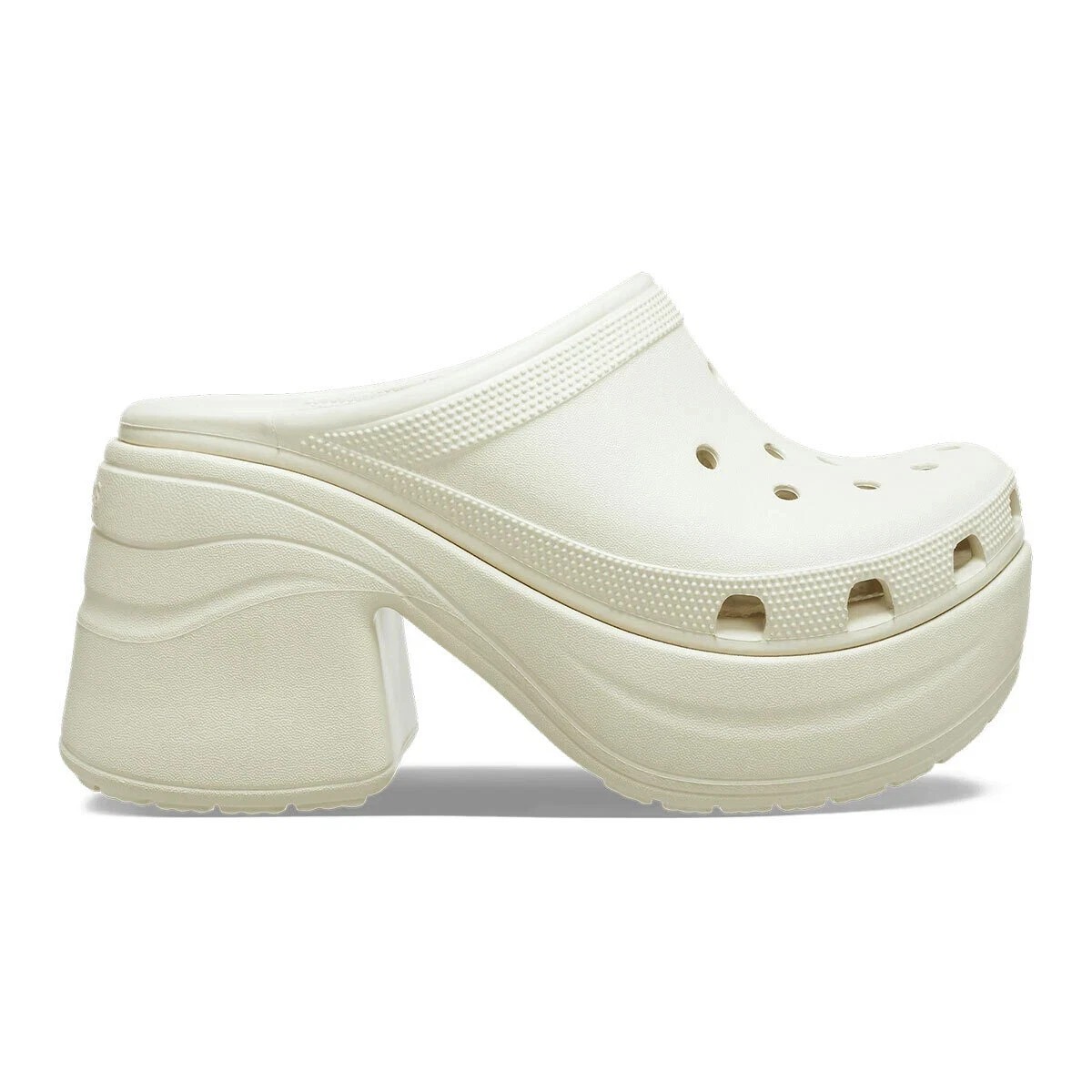 Crocs SIREN Ivory Platform Heeled Slip-on Clogs Mules Unisex Mens-9 Women-11
