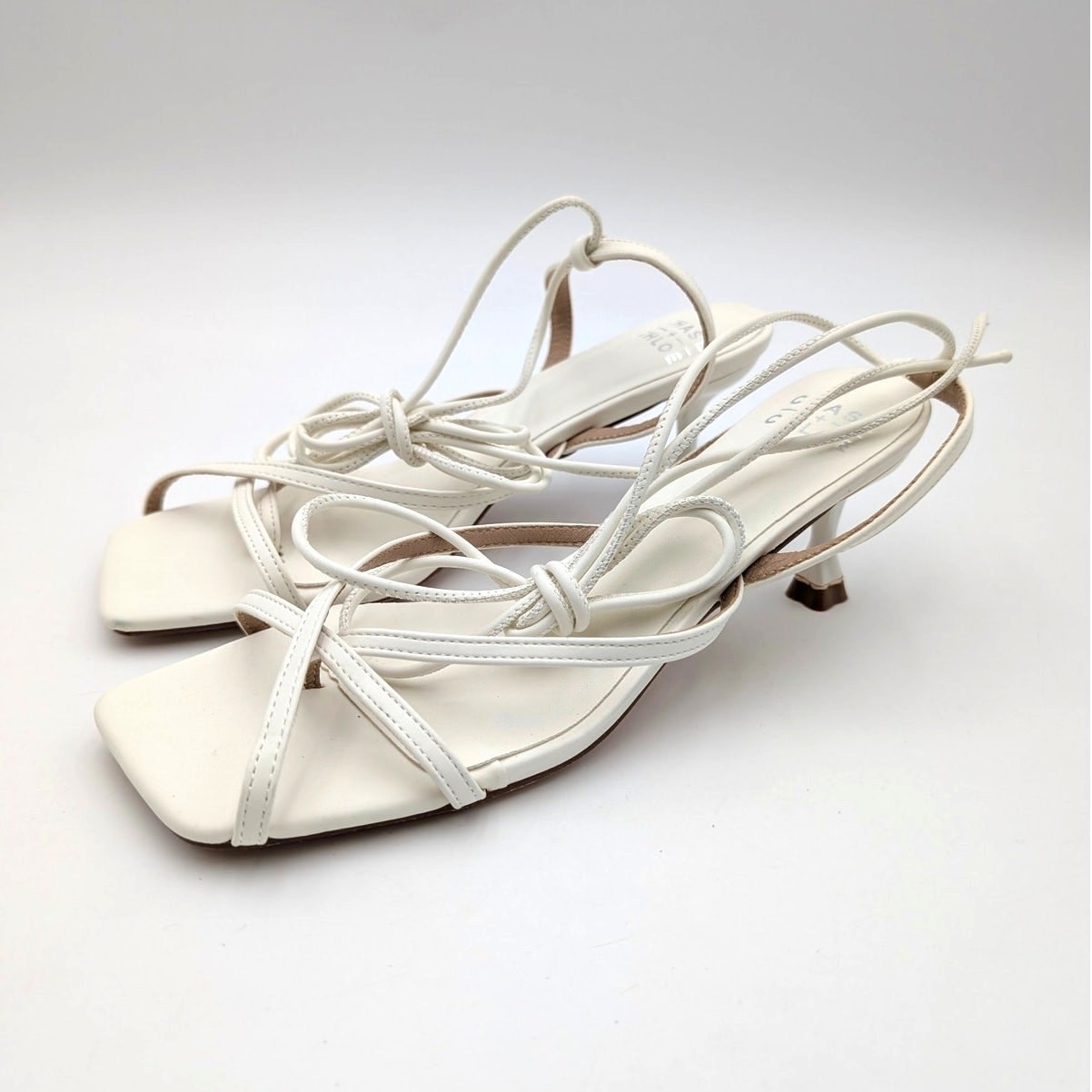 Chase & Chloe Itaty Ankle Wrap Heel Sandals Women’s Pure White Size US7.5 EU38