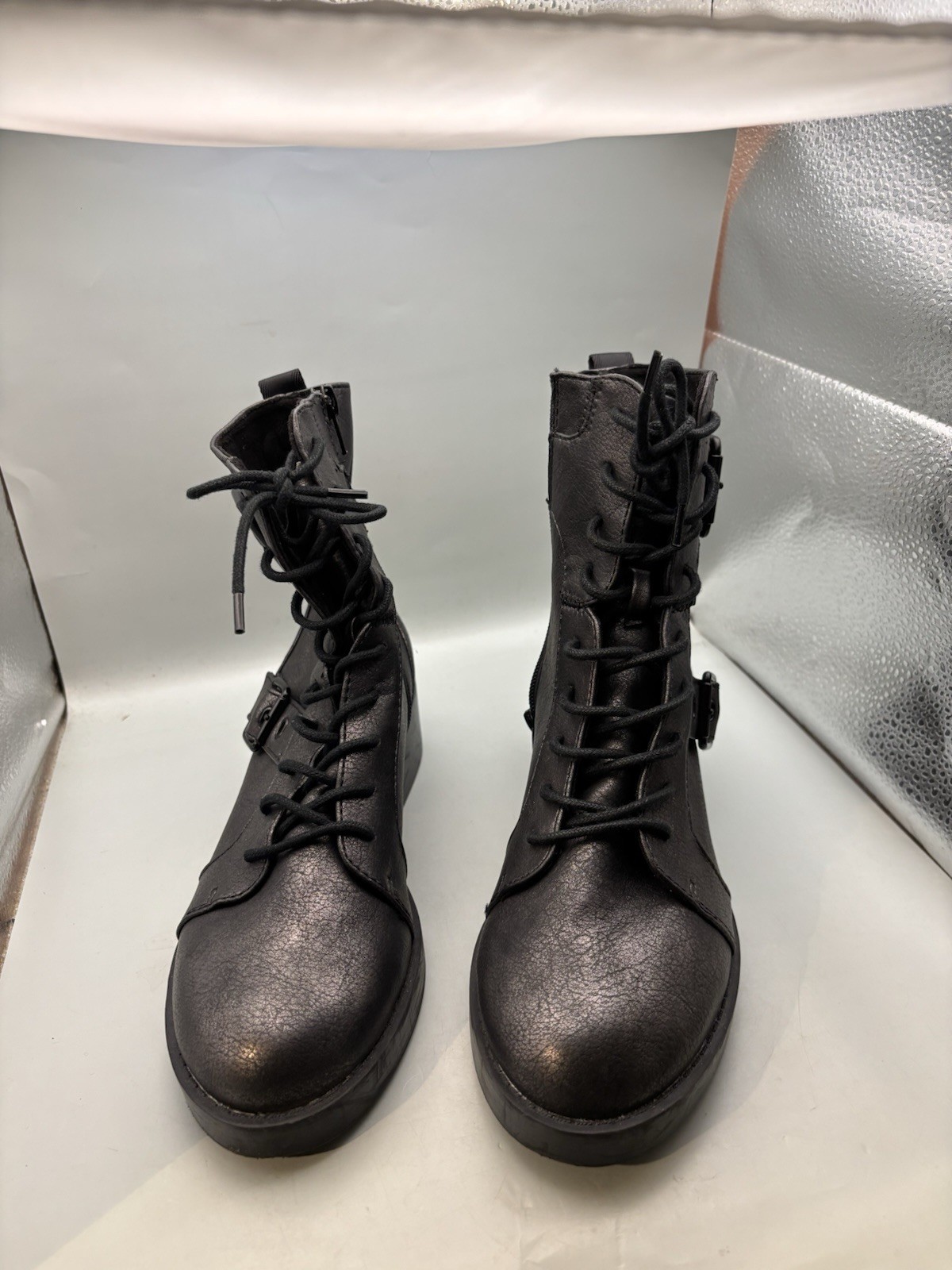 Rocket Dog Black Quilted Lace-Up Boots 8m