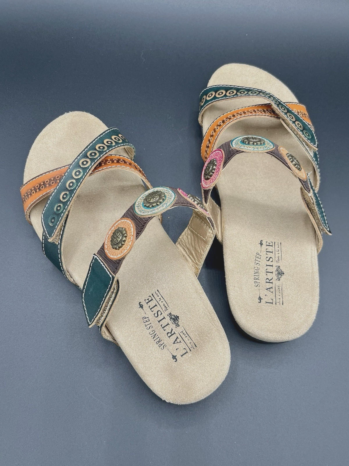 L’Artiste by Spring Step Glendora Multicolor Leather Sandals Size EU 37 US 7