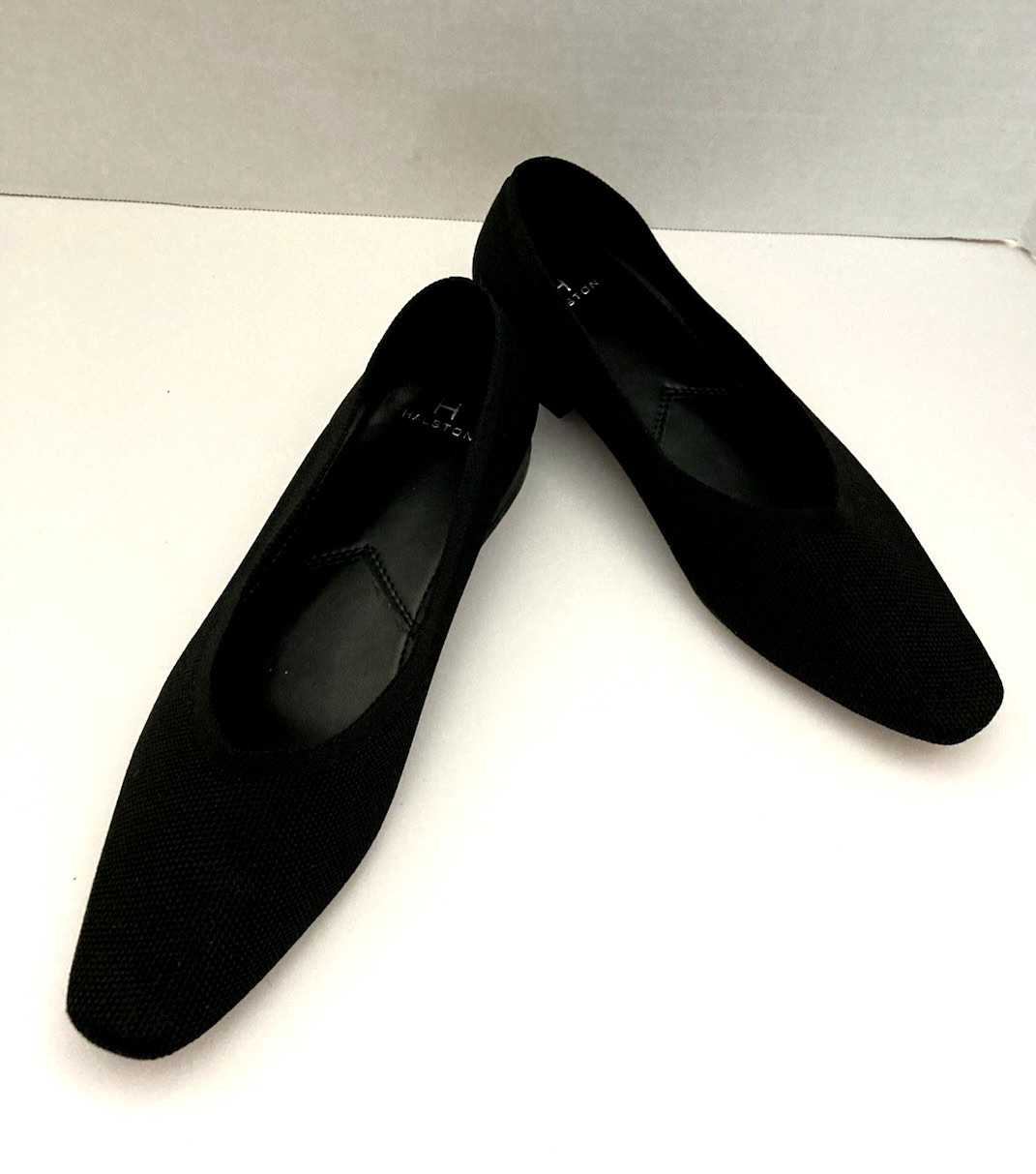 H Halston Black Mesh Knit Slip On Flats Size 7.5 EU 38 Worn Once