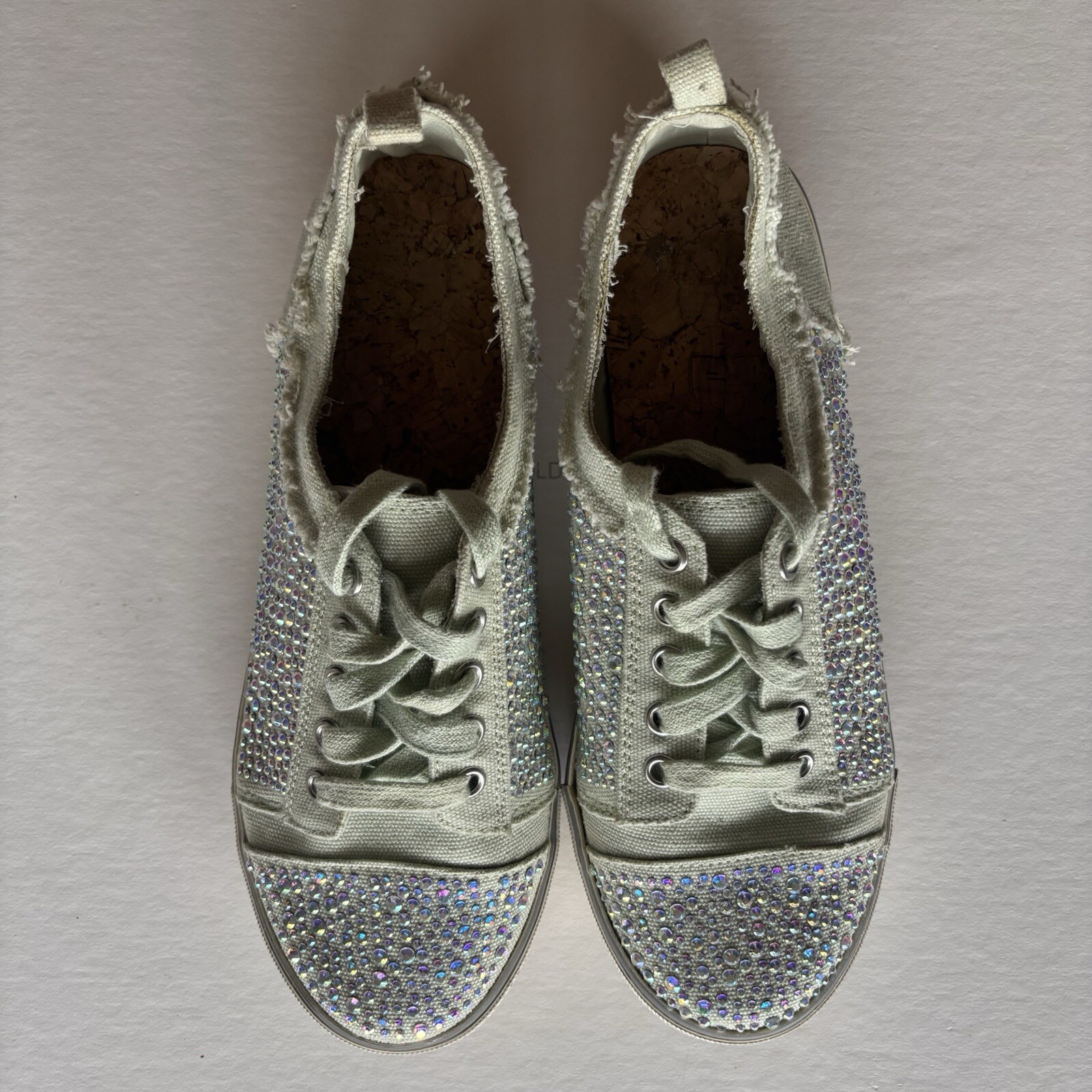 Gianni Bini Mint Green Sparkly Rhinestone Sneakers, Size 8