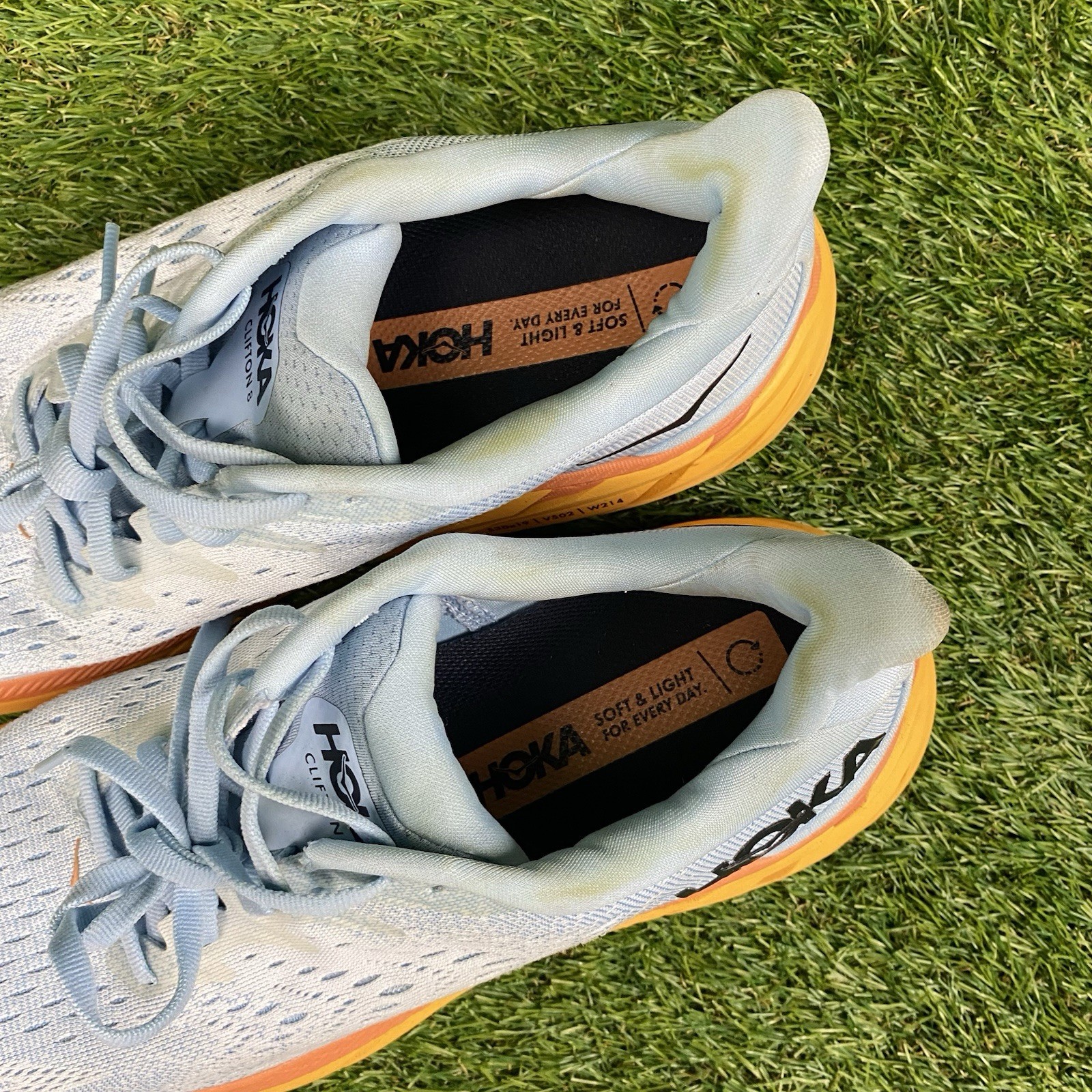 Hoka One One Clifton 8 Women’s Running Shoes Size 9.5 D Summer Song Blue/Orange