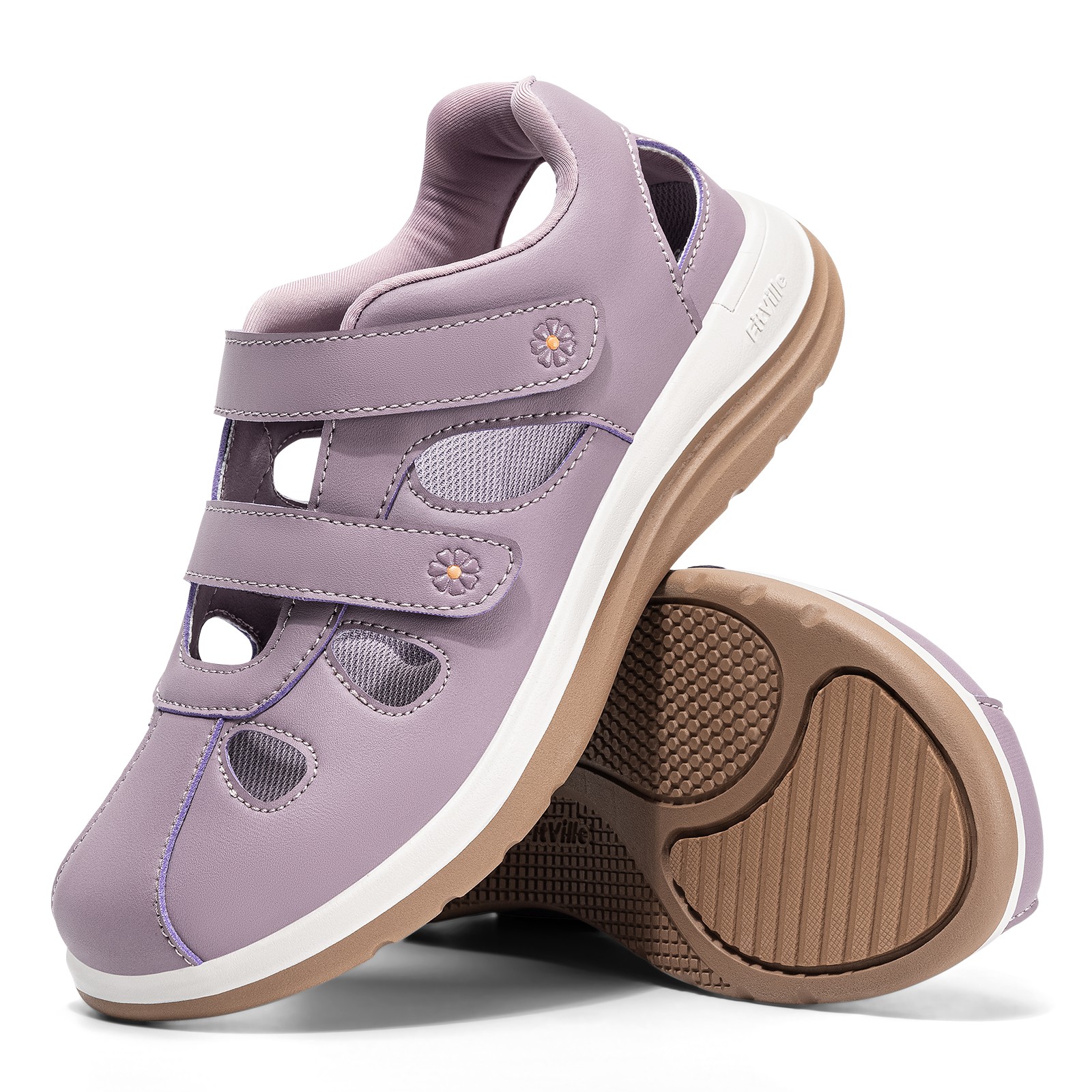 FitVille Women’s Wide Closed Toe Orthopedic Sandals Summer Casual Diabetic Shoes