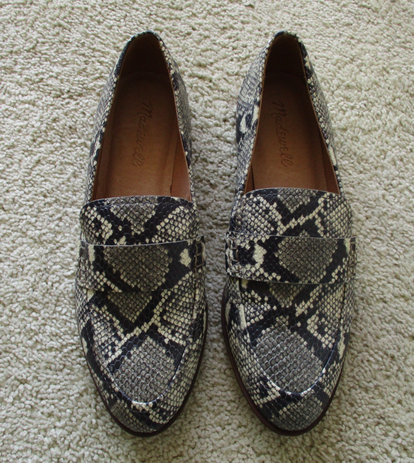 MADEWELL Alex Loafer Snake Print Leather Slip On Flats Women’s Size 7