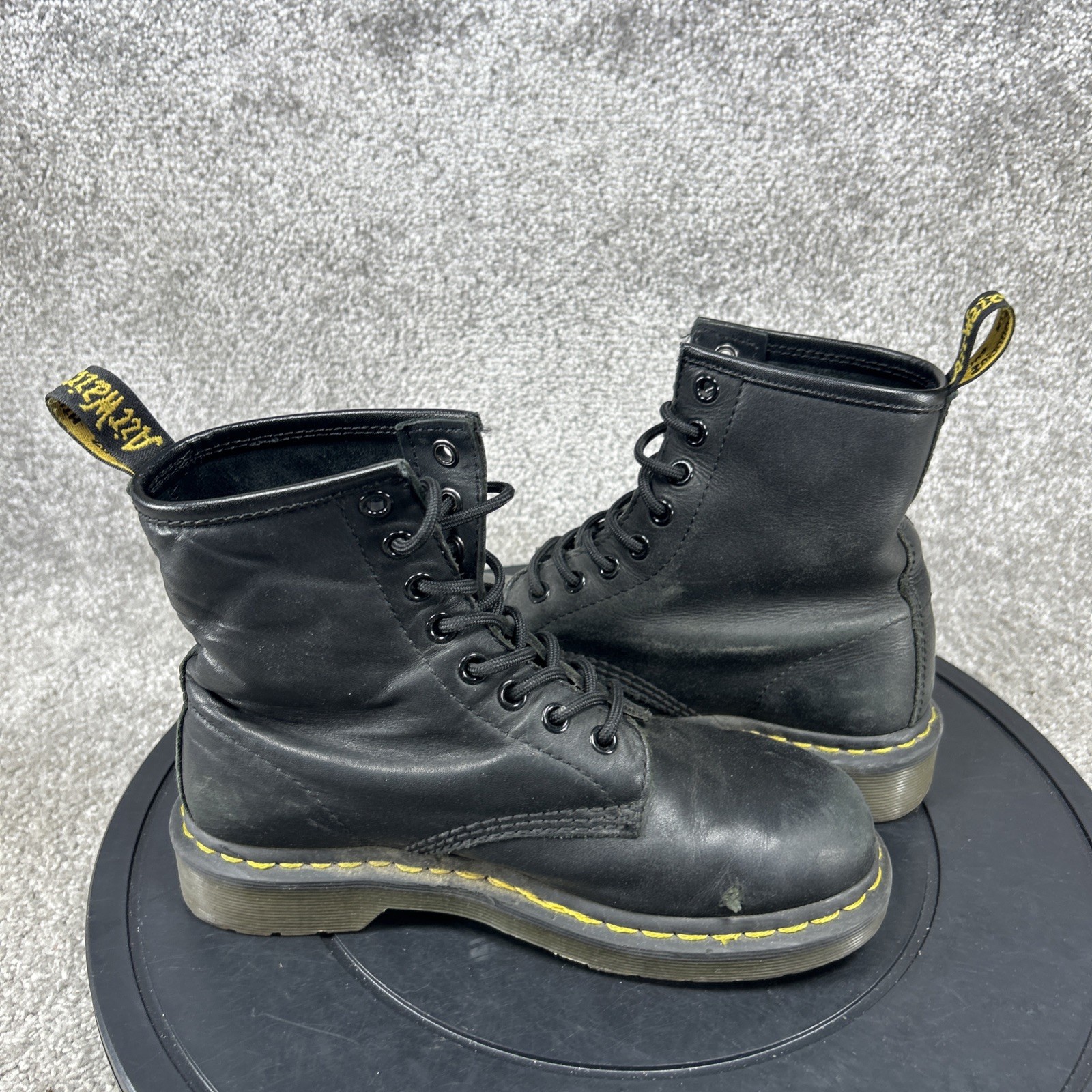 Dr Martens Boots Womens Size 5 Us 1460 Soft Toe Work Black Leather Lace Up Ankle