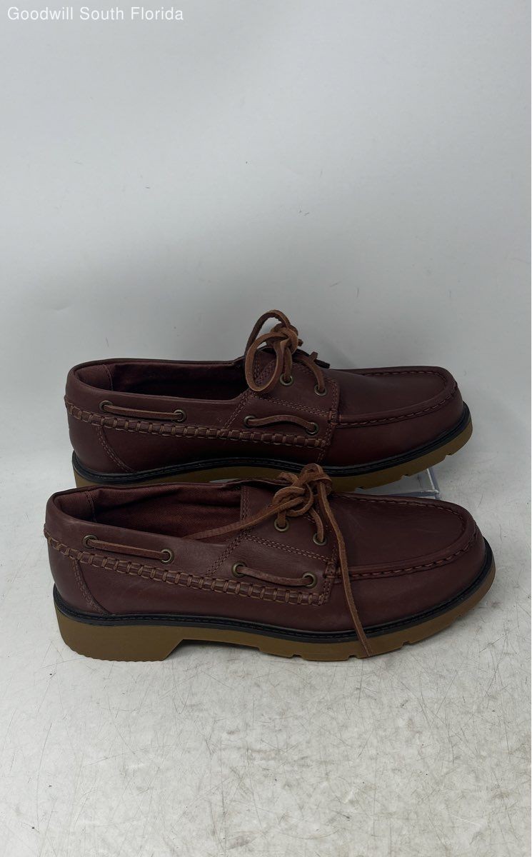 Sperry Womens Wells STS8945 Brown Leather Lace-Up Round Toe Boat Shoes Size 8