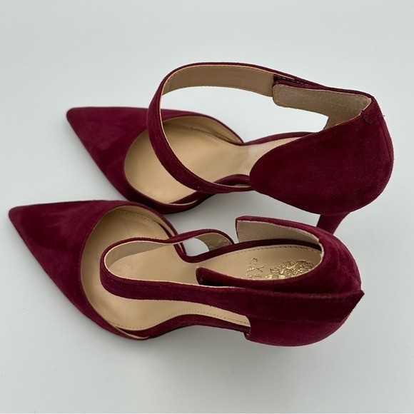 Vincent Camuto VC-Charlotte Women’s Size 9 US Red Suede Ankle-Strap Heels Shoes