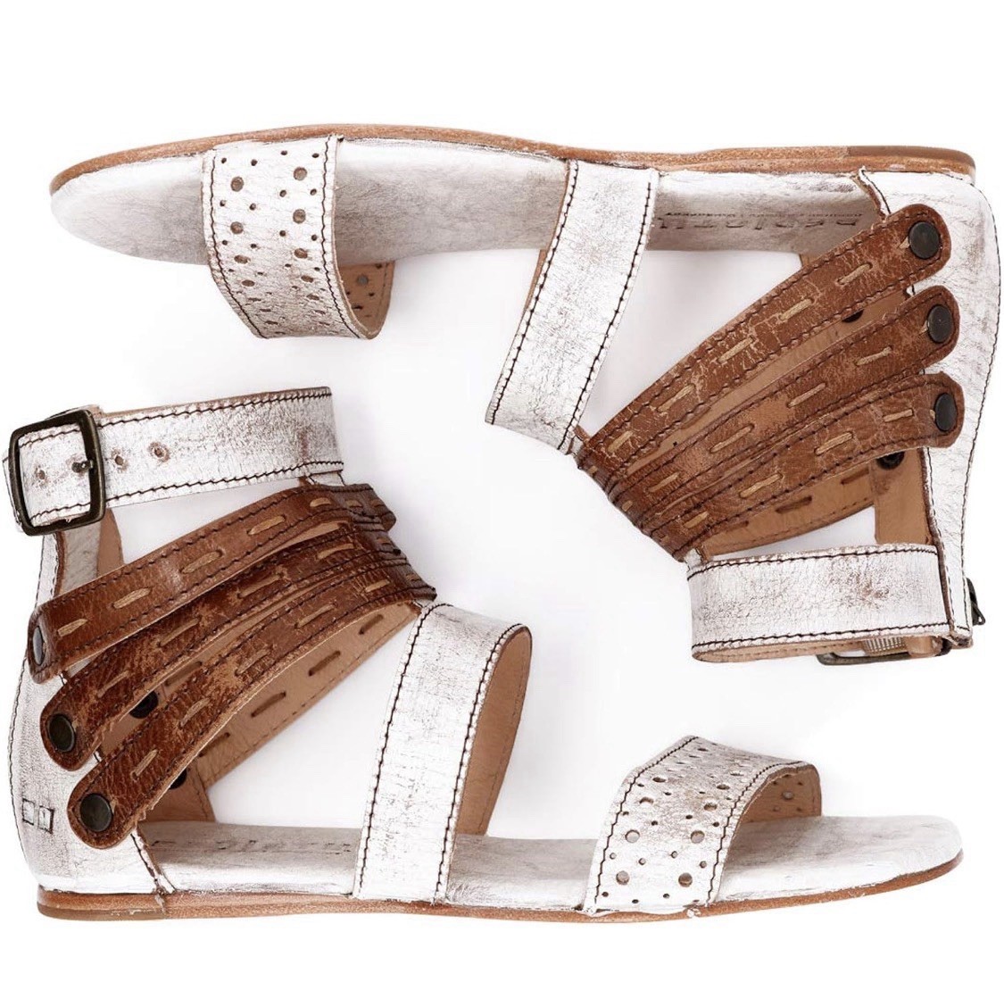 BED STU, Size 9, ARTIMAS Sandals, White & Brown, BRAND NEW with Tags In BOX.