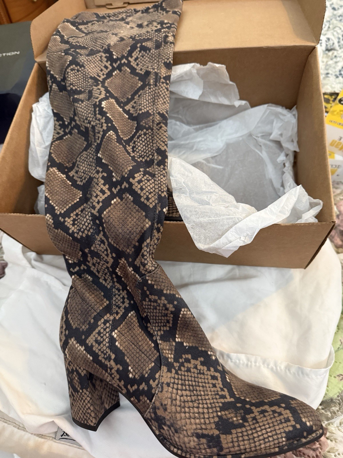 Marc Fisher Women’s Brown Suede Western Knee High Boots Studded Almond Toe 7M
