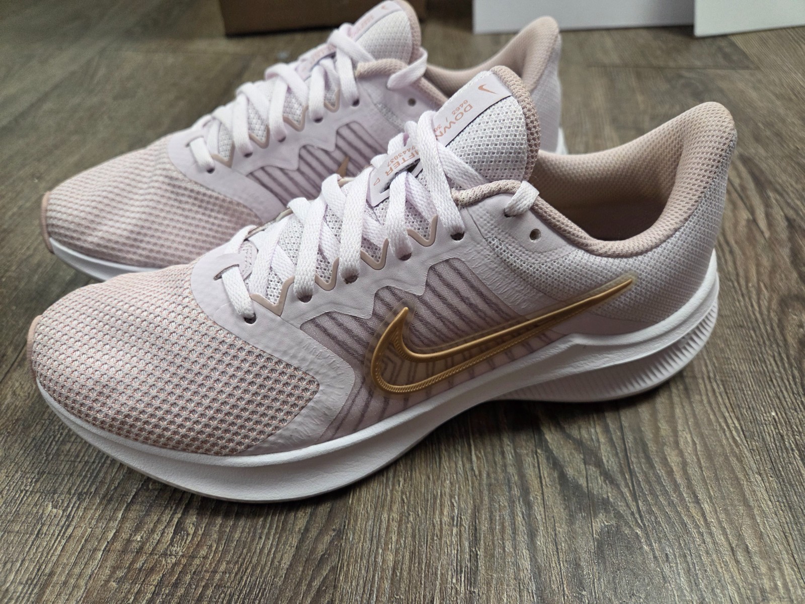 Nike Downshifter 11 Women Pink Gold Running Shoes Sneakers Athletic Size 8