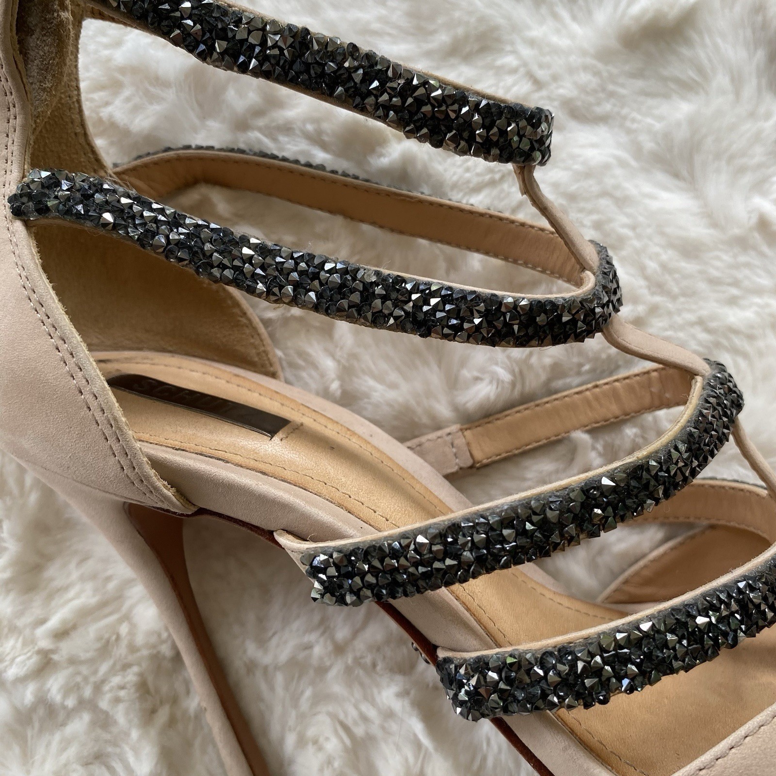 Schutz Nubuck Bellini Bling Stilettos Heels Size 7 Wedding Party Cocktail Formal