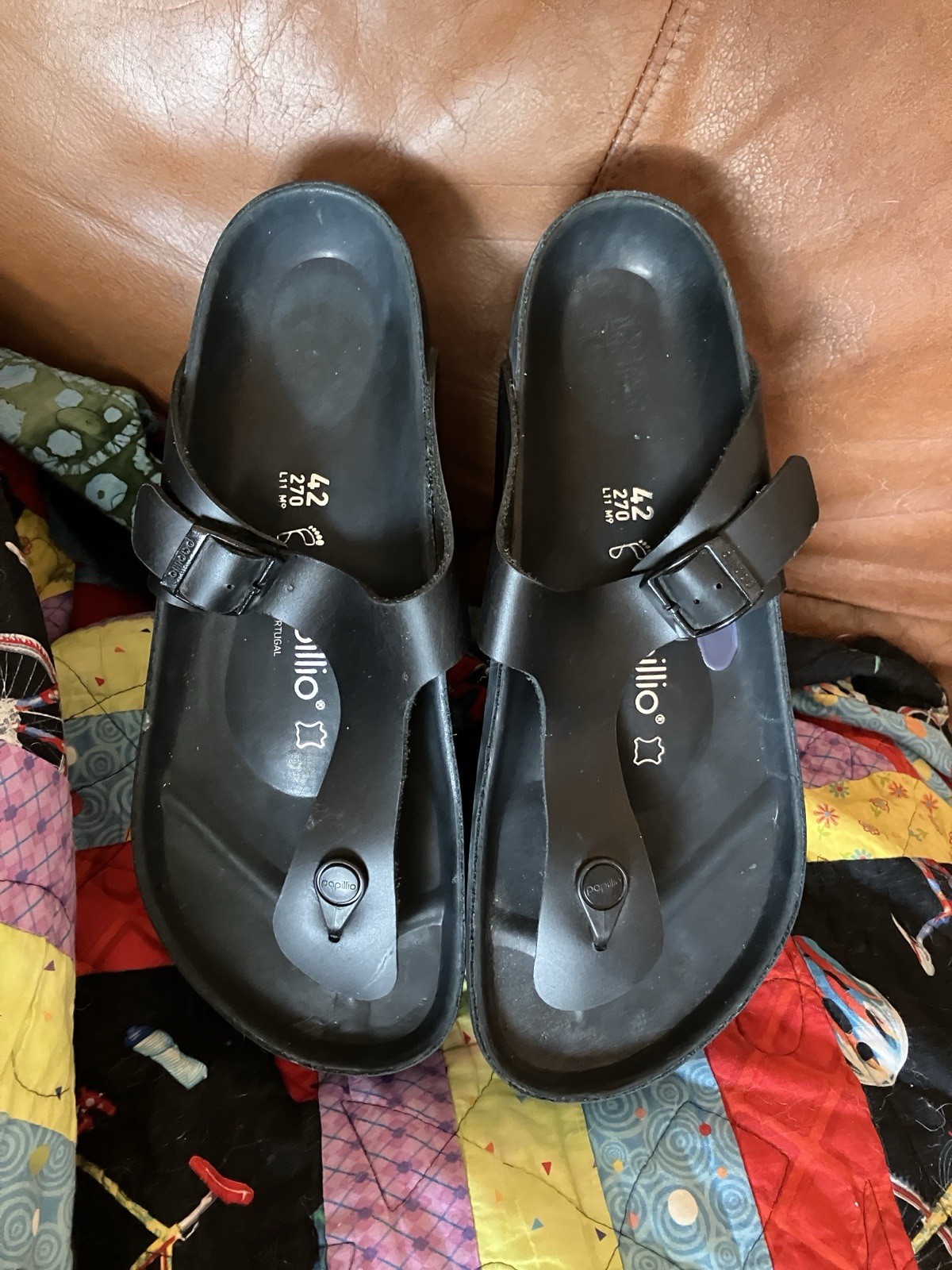 Birkenstock papillio Black Leather Sandal. Made in Portugal.