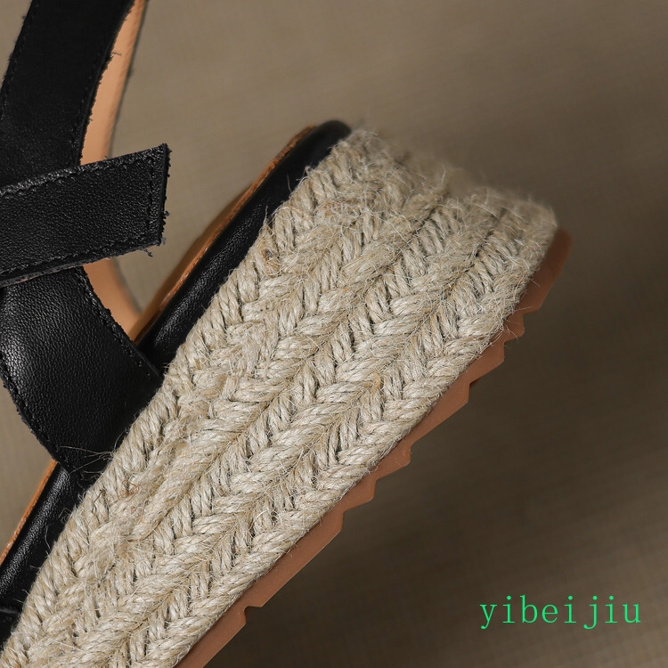 Women’s Roman Platform Weave Woven Sole Sandal Leather Shoes Low Wedge Heel 2026