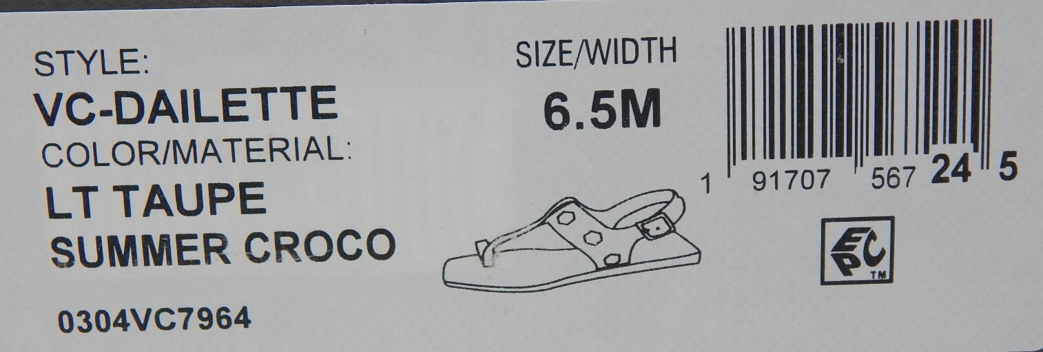 Vince Camuto Dailette Size 6.5 M EU 37 Women’s Leather Sandals Light Taupe Croco
