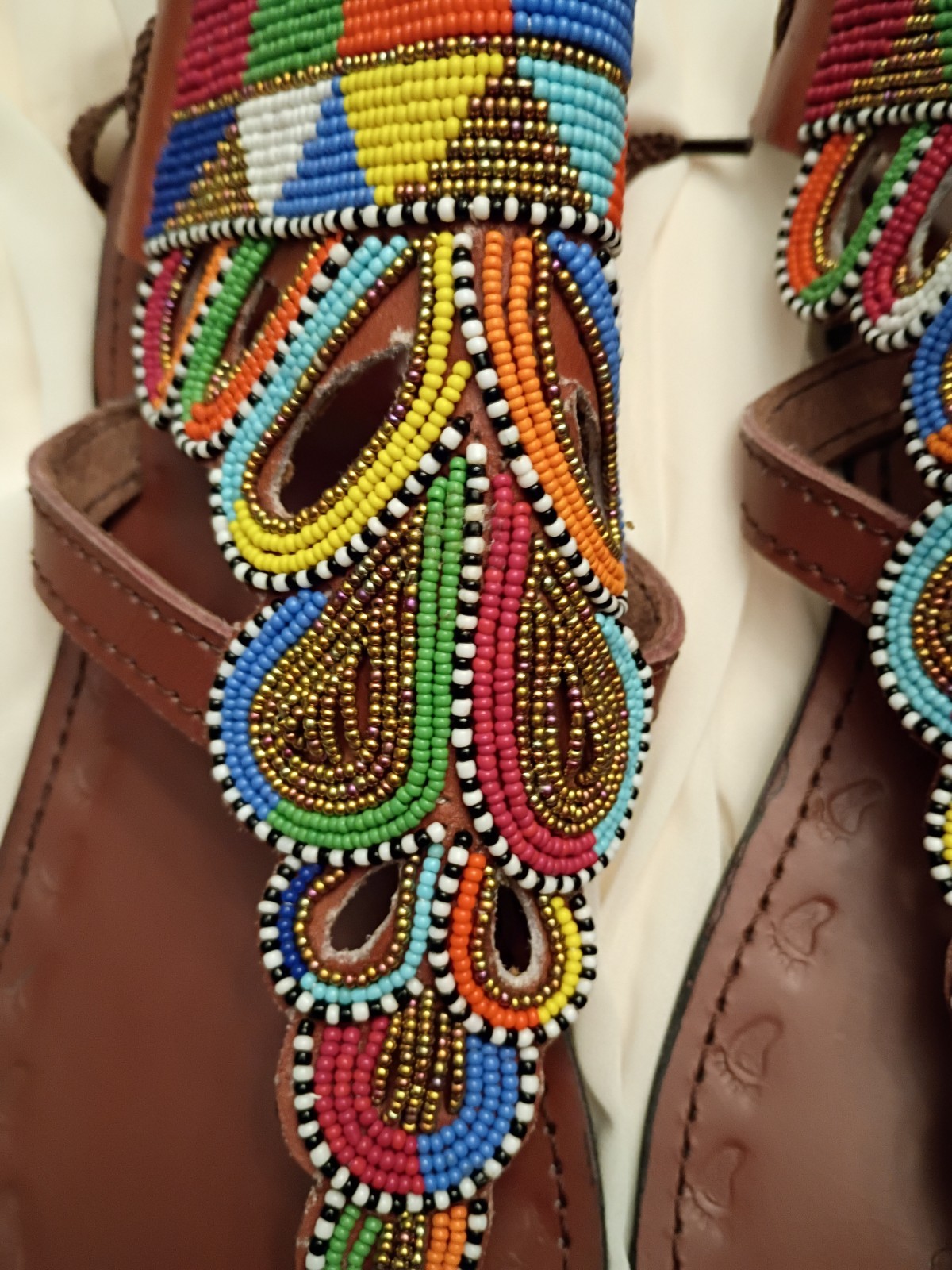 Handmade Beaded Tribal Leather Sandals