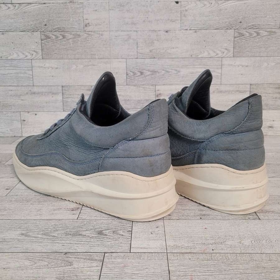 Women’s Filling Pieces Handmade Blue Leather Low Top Sneakers Shoes Size 40
