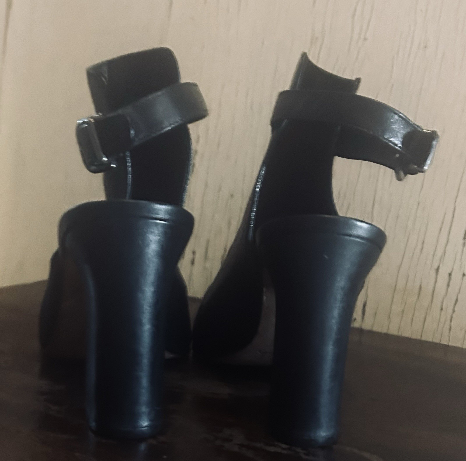 VIA SPIGA High Heel Shoes Womens Size 8.5M Black Leather Open Toe Mules Sandal