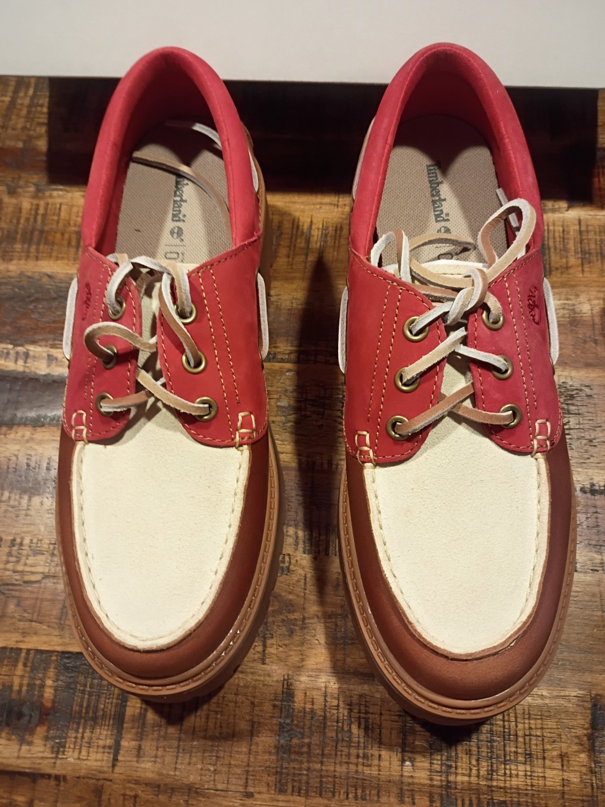 Womens Timberland Stone Street Platform Boat Shoe Rust – Red Prem Leather Sz 9.5