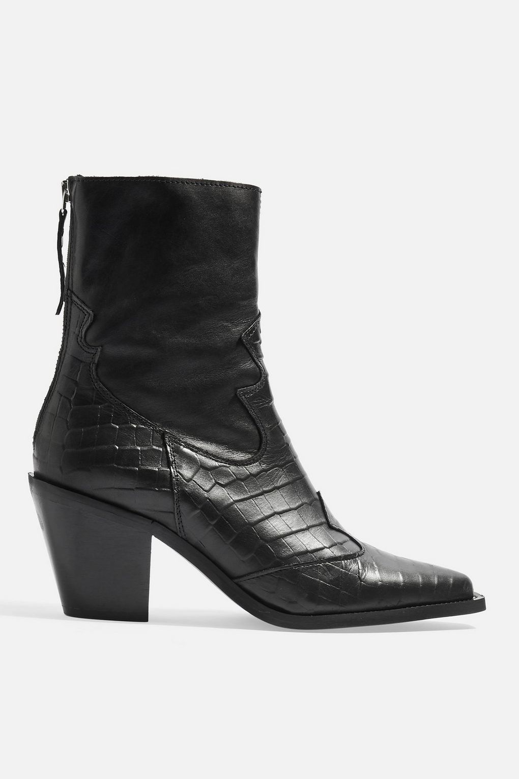 TOPSHOP MARCEL 2 Black Western Mid Heel Ankle Boots SIZE EU 36_37_38_39_40_41_42
