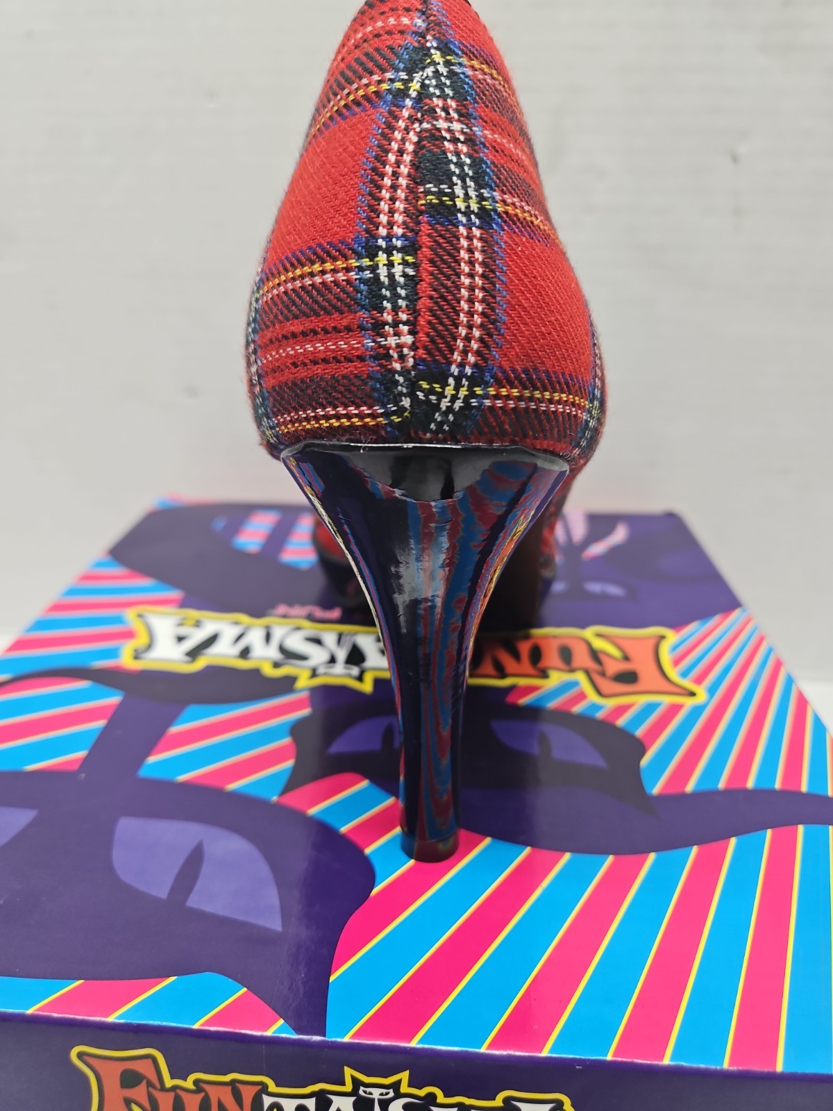 The Funtasma by Pleaser College-04 Pump red plaid New Old STOCK IN BOX Size 11