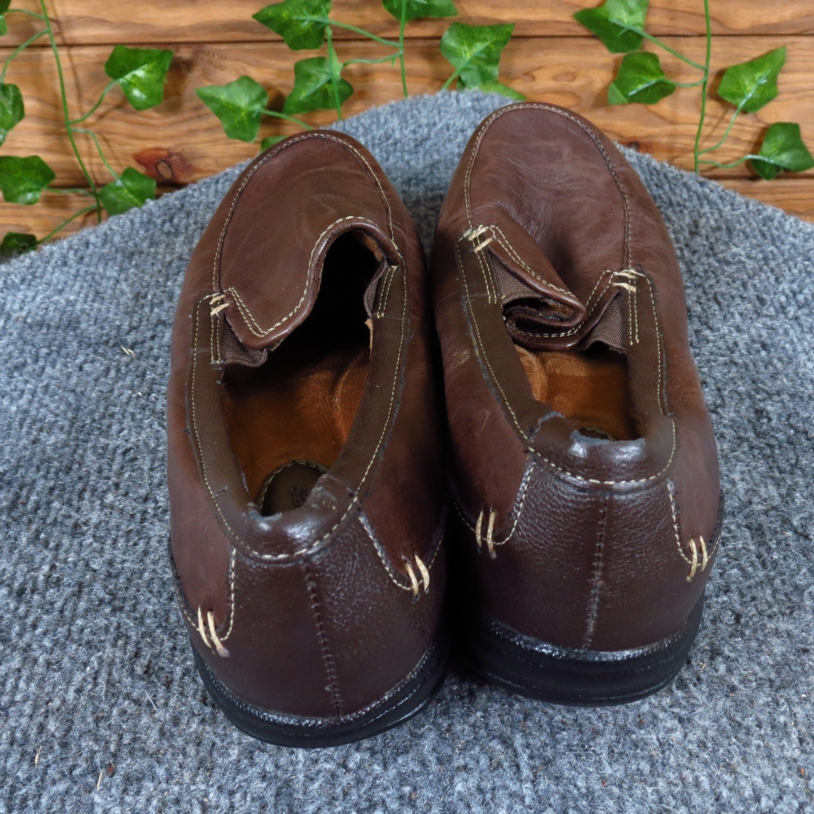 Hush Puppies Women Casual Loafer Shoe 7 Professional Daily Wear Brown Leather