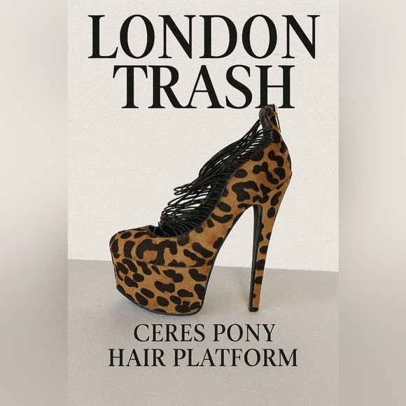 London Trash Ceres Heels 9M Leopard Pony Hair Platform Stilettos Elastic Band