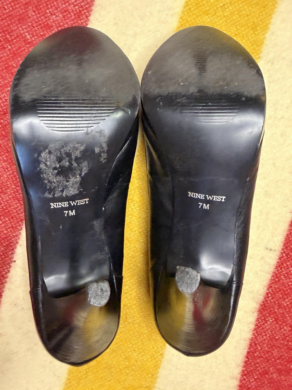 Nine West Black Leather Penny Loafer Stiletto Heel Pumps Size 7