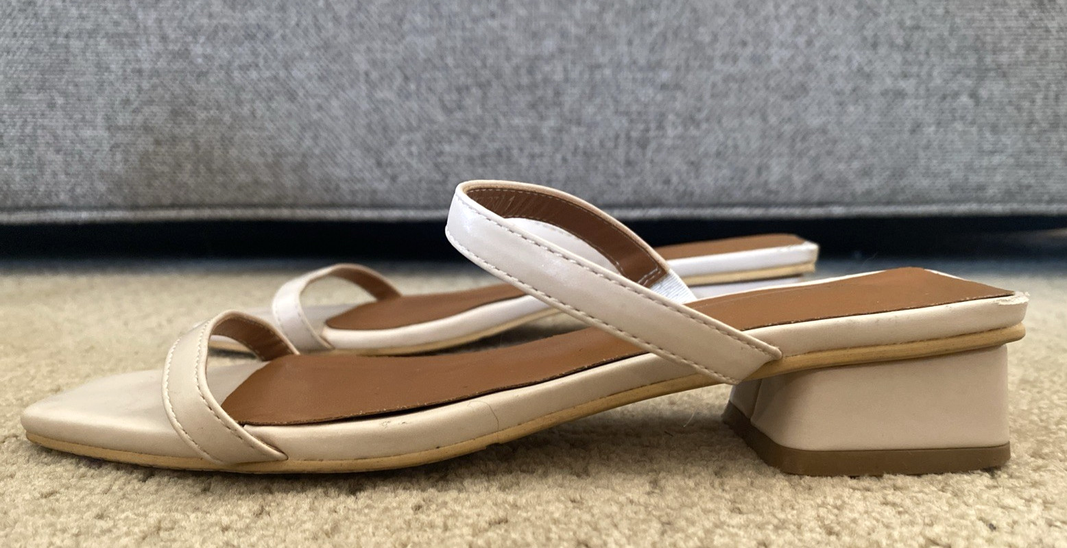 Korean Designer Tagtraume Beige Slides 230 US 6 Heels Sandals