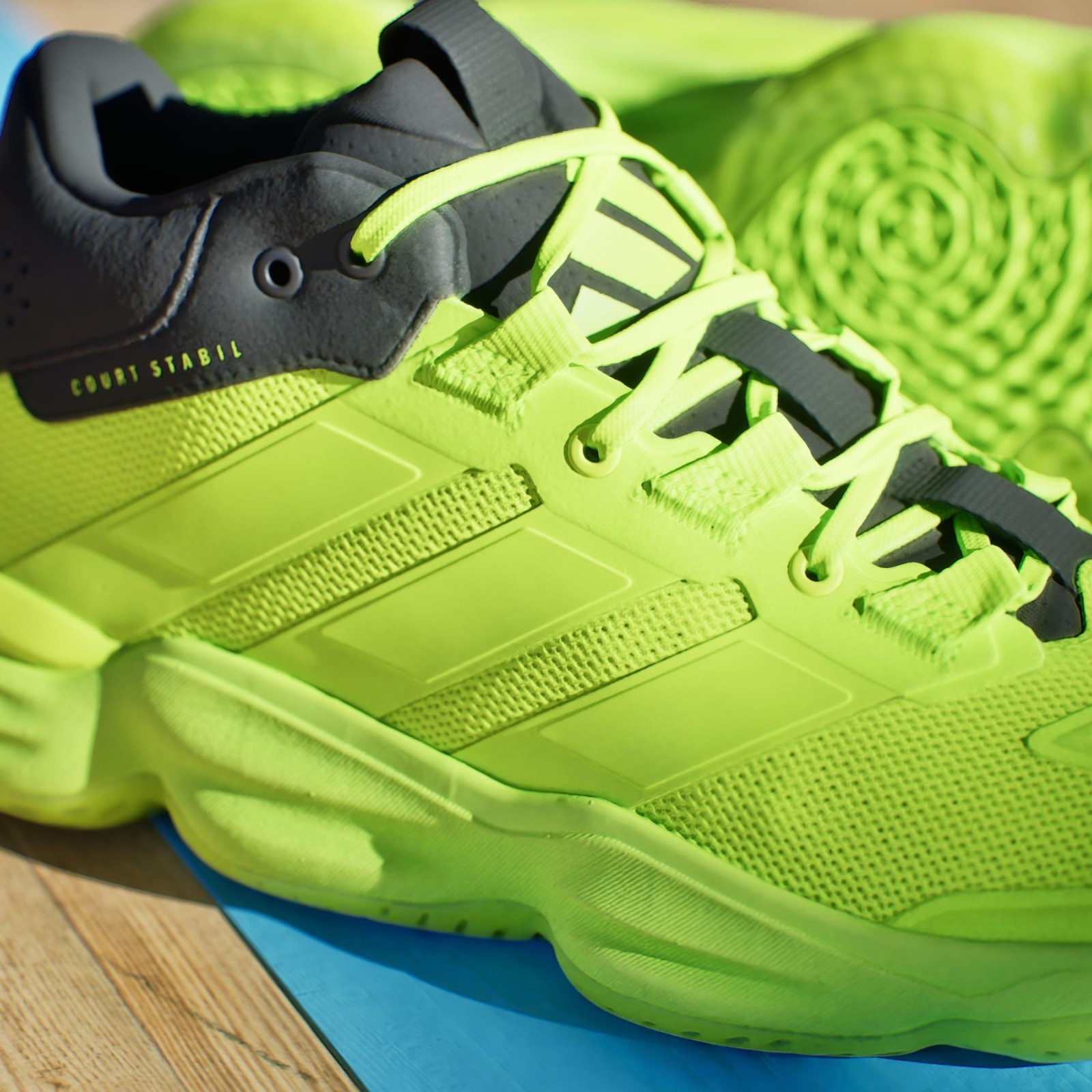 adidas Court Stabil Indoor Shoes support & ventilation Lemon sneackers M9/ W10